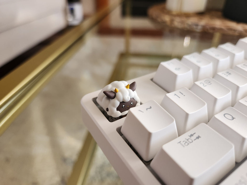 Palworld Lamball Video Game Keycap - Hand Painted, Cute Keycap Designs, Cherry MX