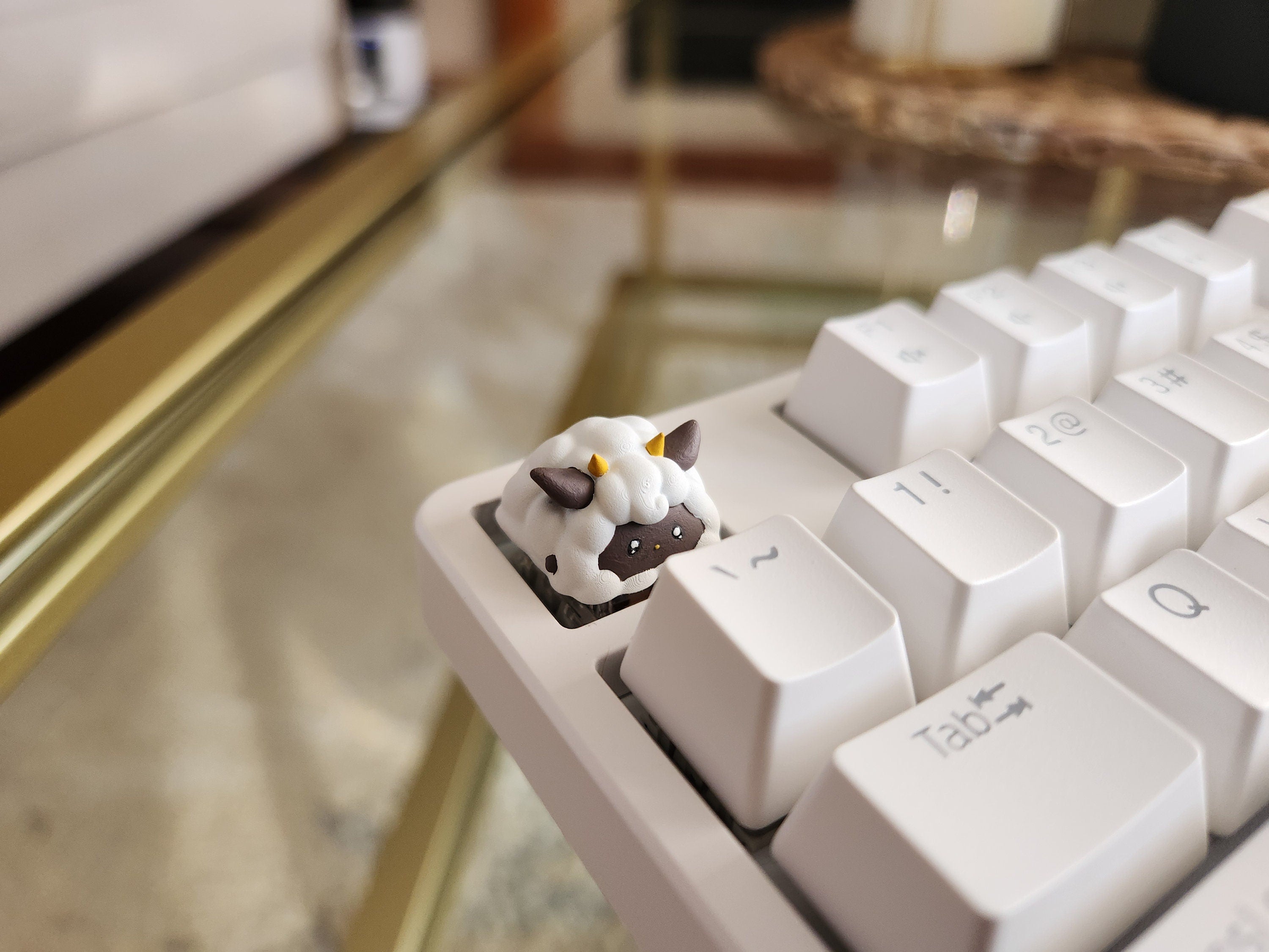 Palworld Lamball Video Game Keycap - Hand Painted, Cute Keycap Designs, Cherry MX
