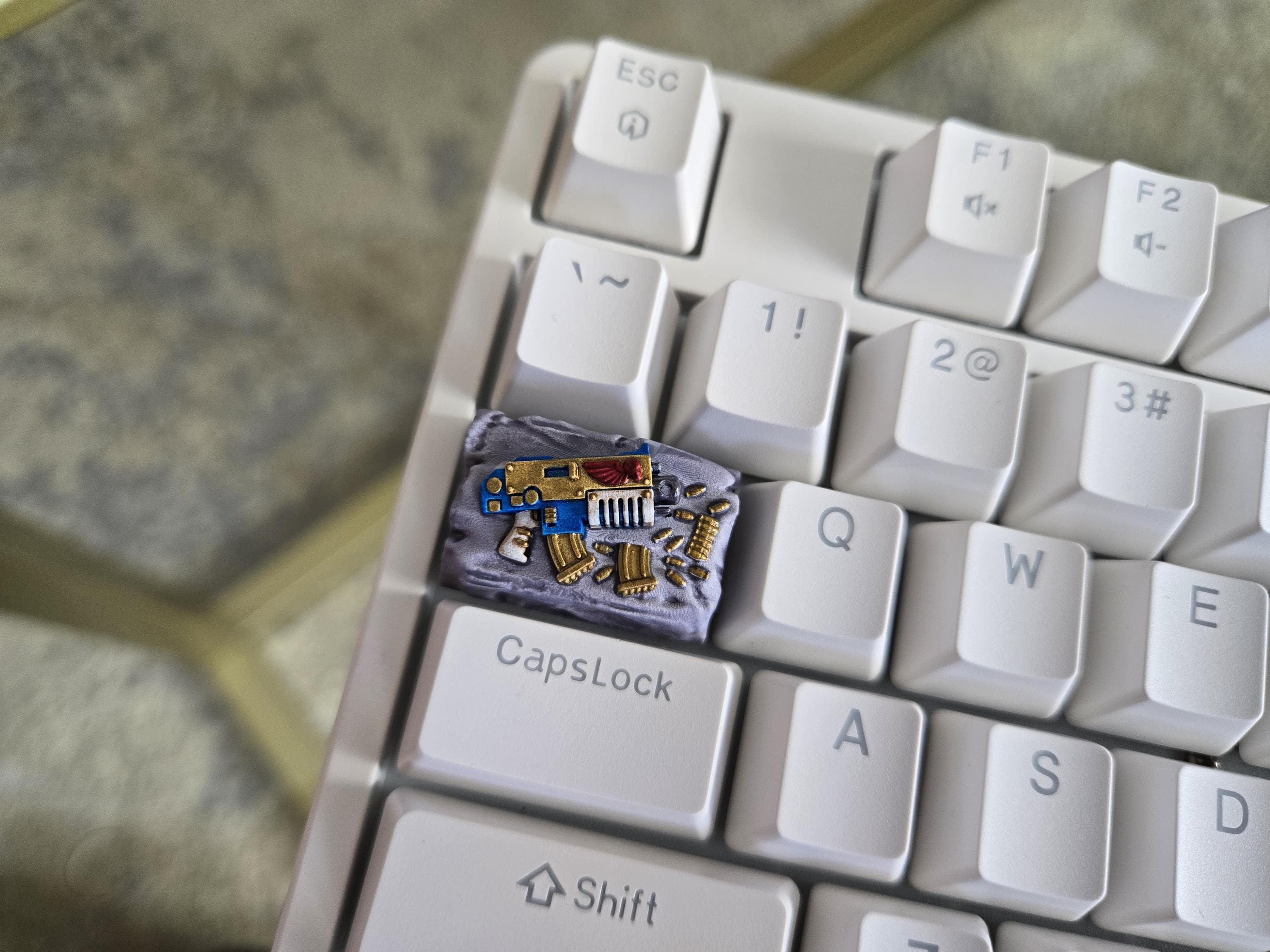 Marine Rivetgun Bolter Keycap - Hand Painted Cute Keycap Designs, Cherry MX Tab Key