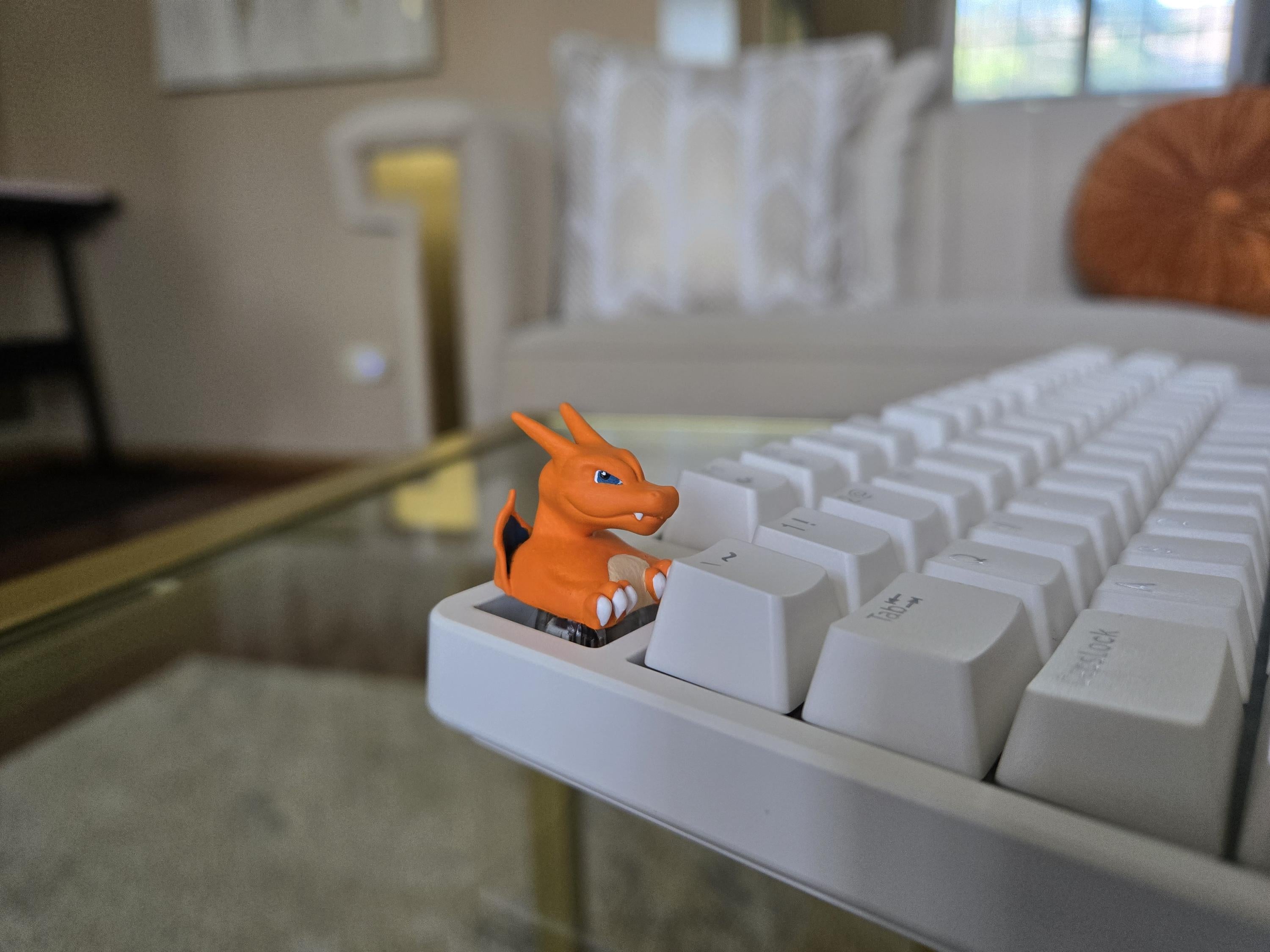 Anime Charizard Keycap - Hand Painted Cute Keycap Designs, Cherry MX