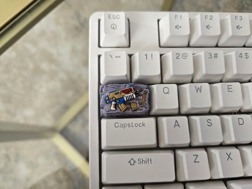Marine Rivetgun Bolter Keycap - Hand Painted Cute Keycap Designs, Cherry MX Tab Key