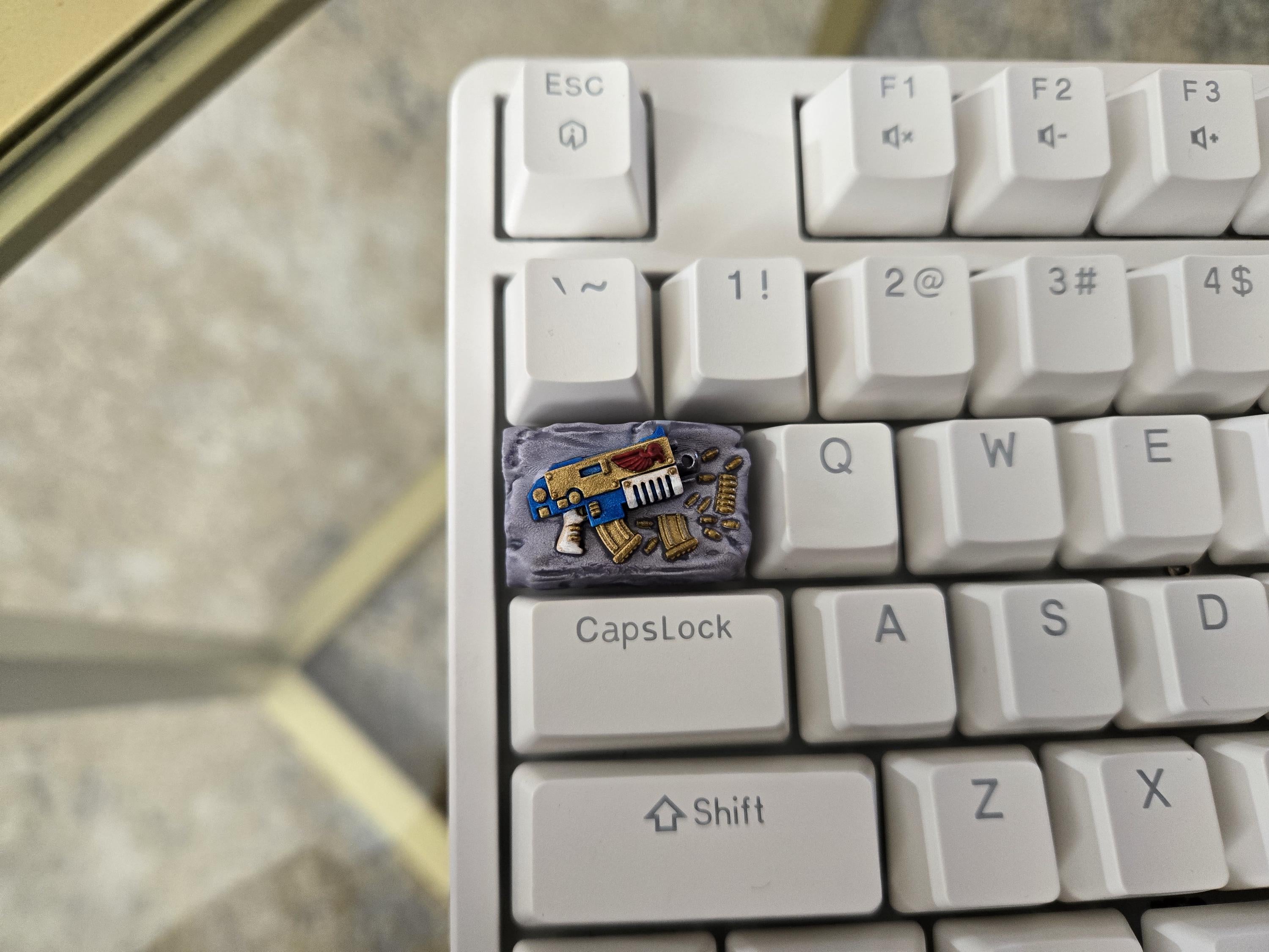 Marine Rivetgun Bolter Keycap - Hand Painted Cute Keycap Designs, Cherry MX Tab Key