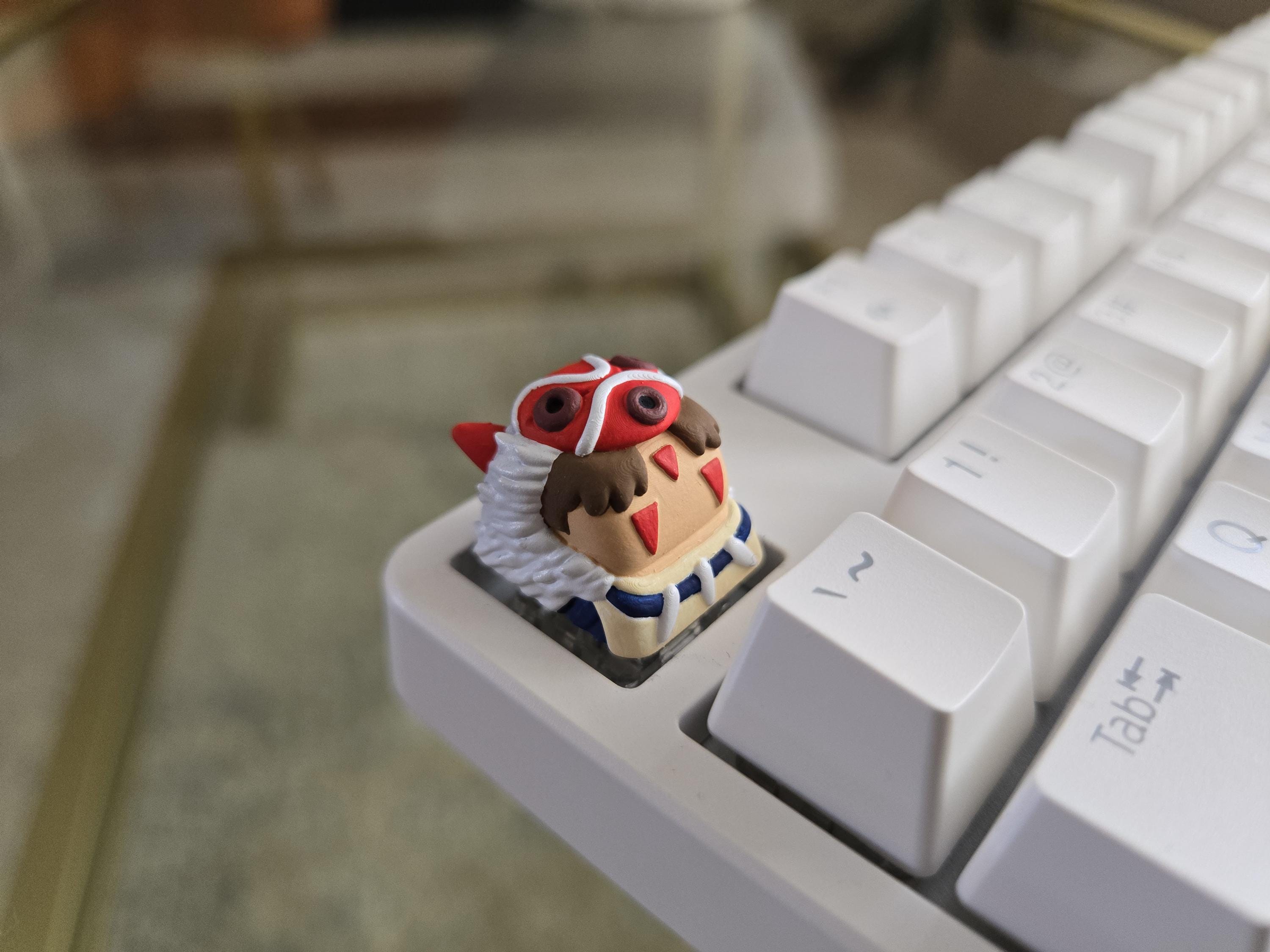 Princess Mononoke Fanart Keycap - Hand Painted Cute Keycap Designs, Cherry MX