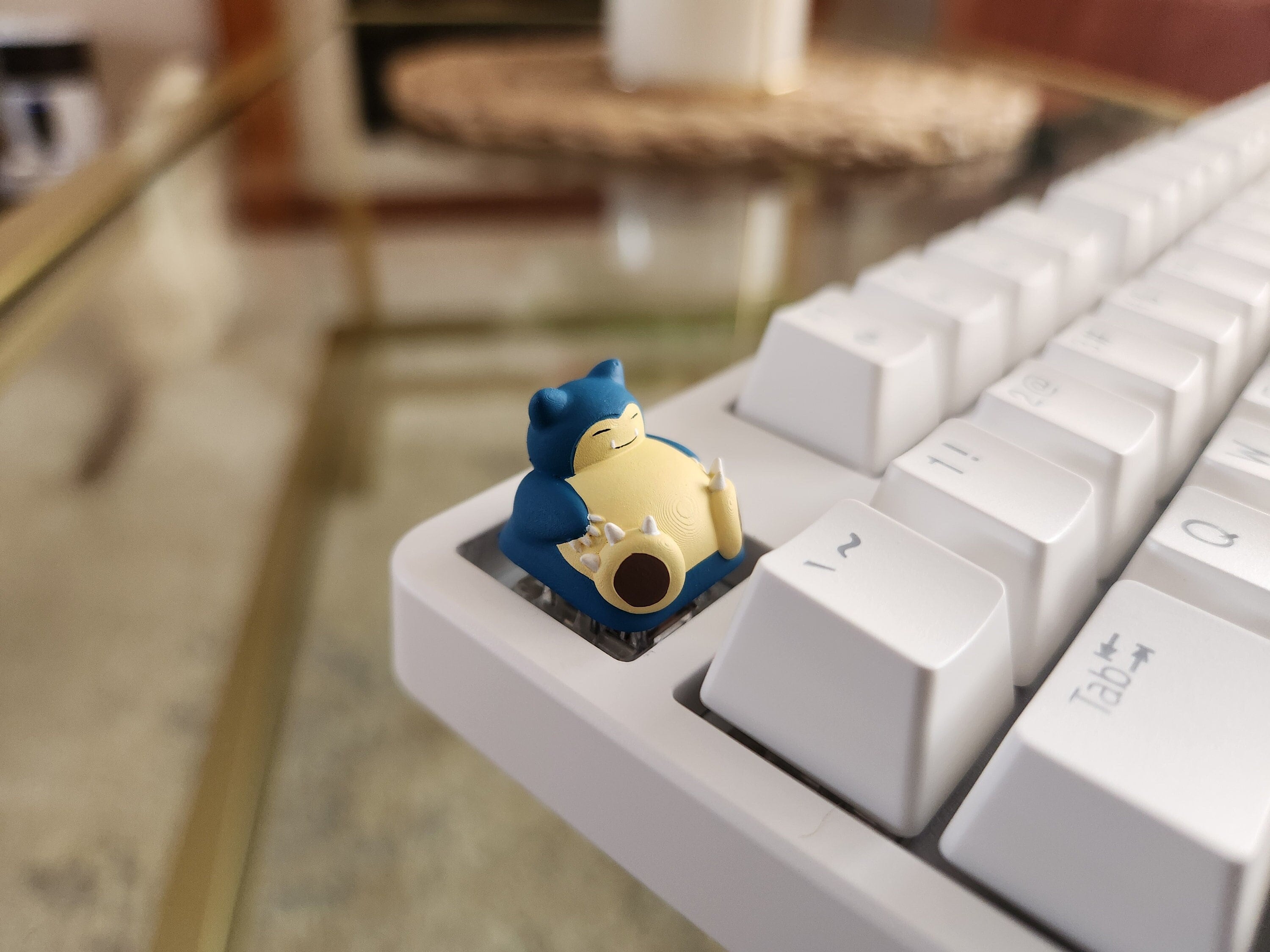 Anime Snorlax Keycap - Hand Painted Cute Keycap Designs, Cherry MX