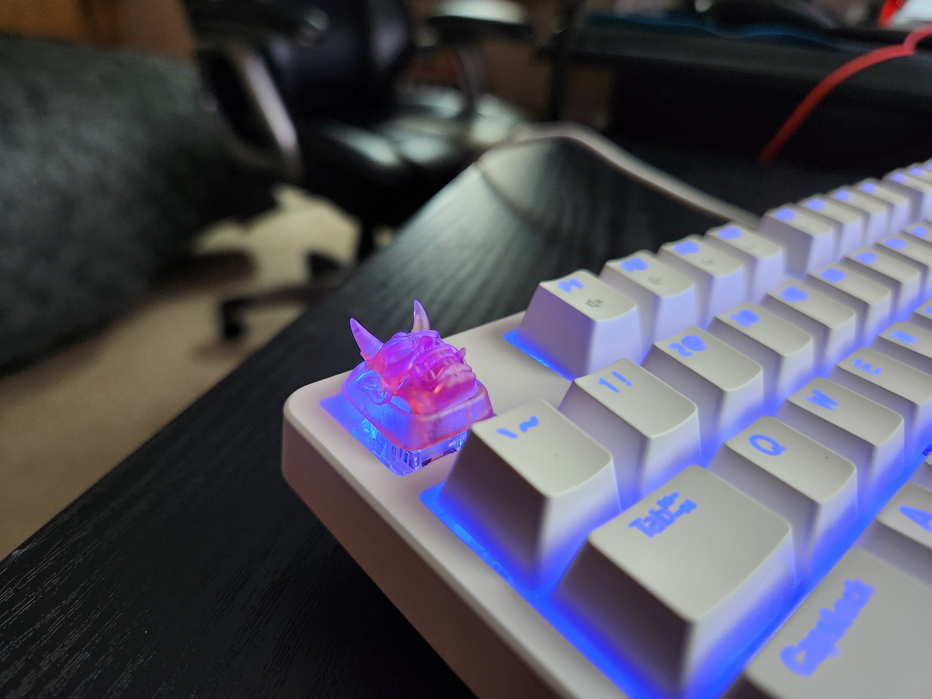 Japanese Oni Mask Keycap - Clear Transparent Cute Keycap Designs, Cherry MX, Multiple Colors