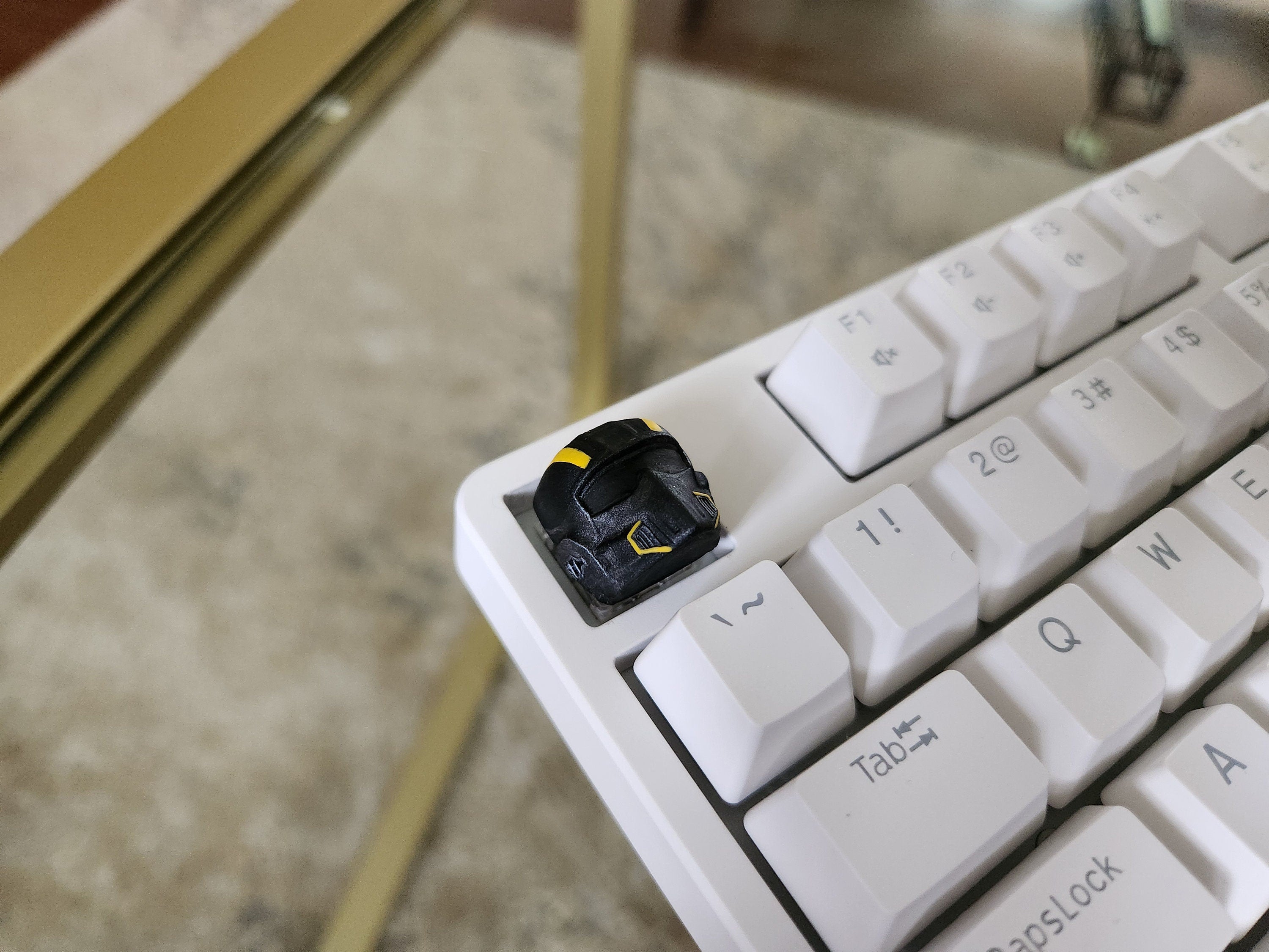 Helldivers Helmet Keycap - Hand Painted, Cute Keycap Designs, Cherry MX