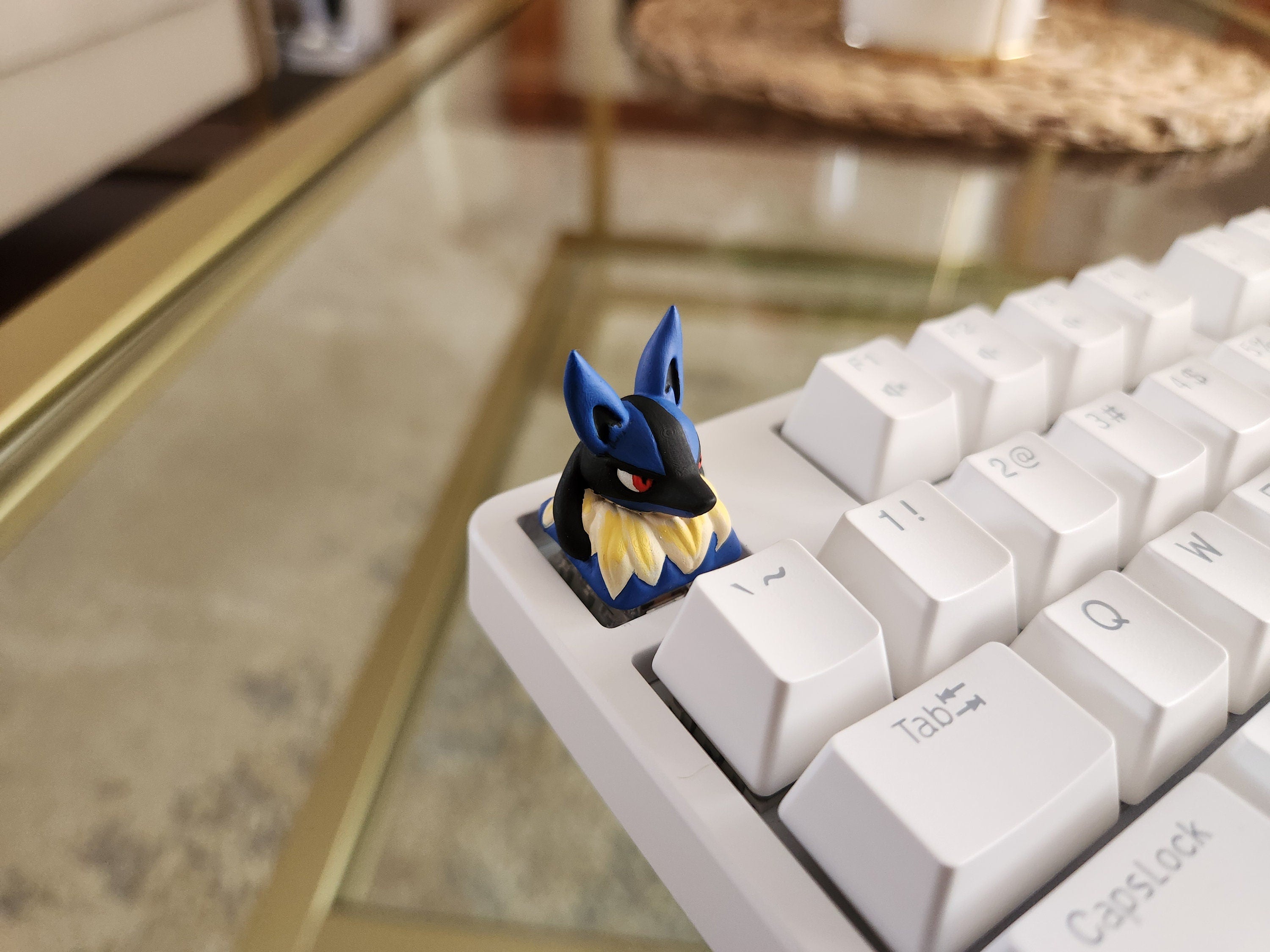 Anime Lucario Keycap - Hand Painted Cute Keycap Designs, Cherry MX