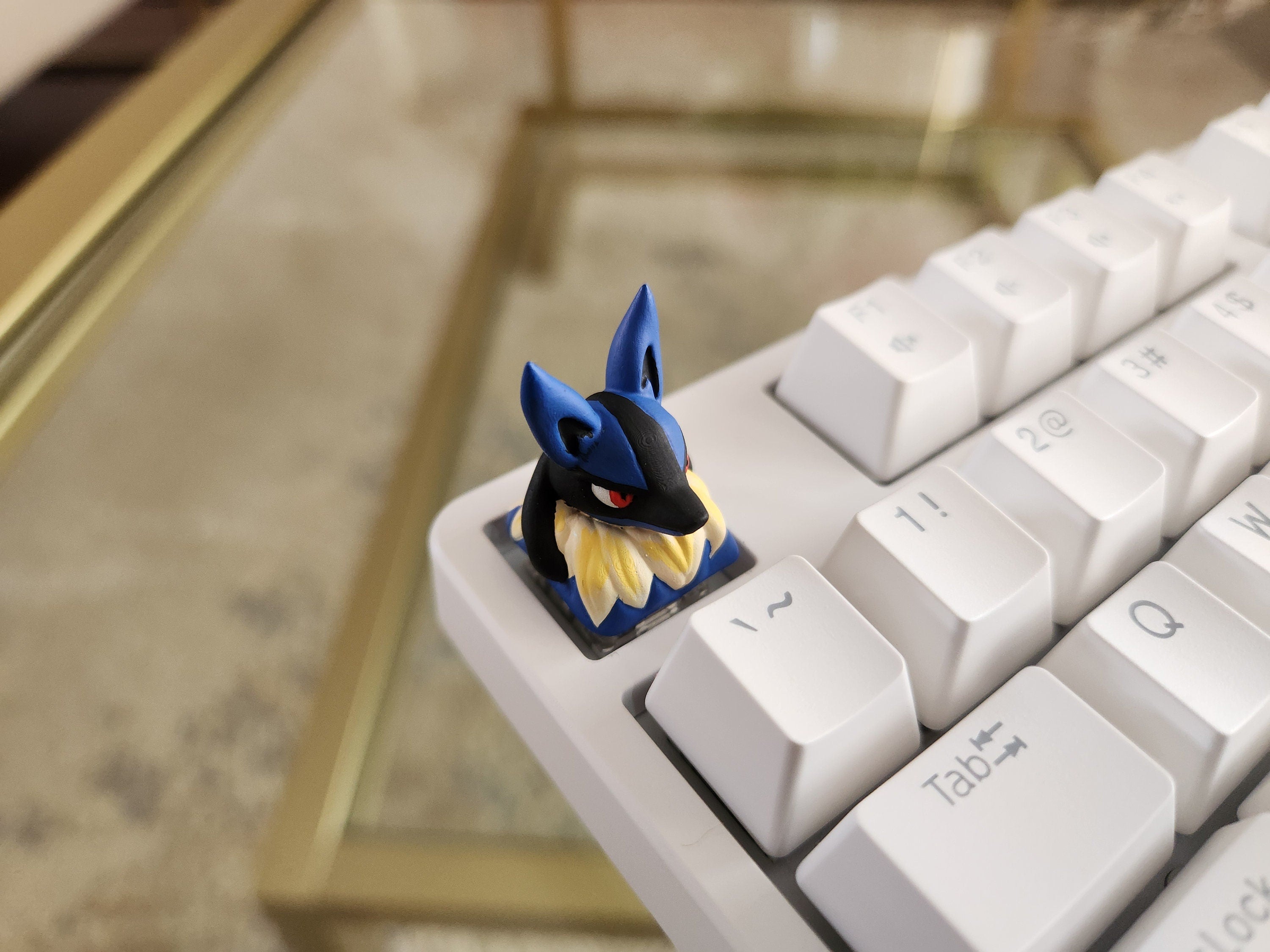 Anime Lucario Keycap - Hand Painted Cute Keycap Designs, Cherry MX