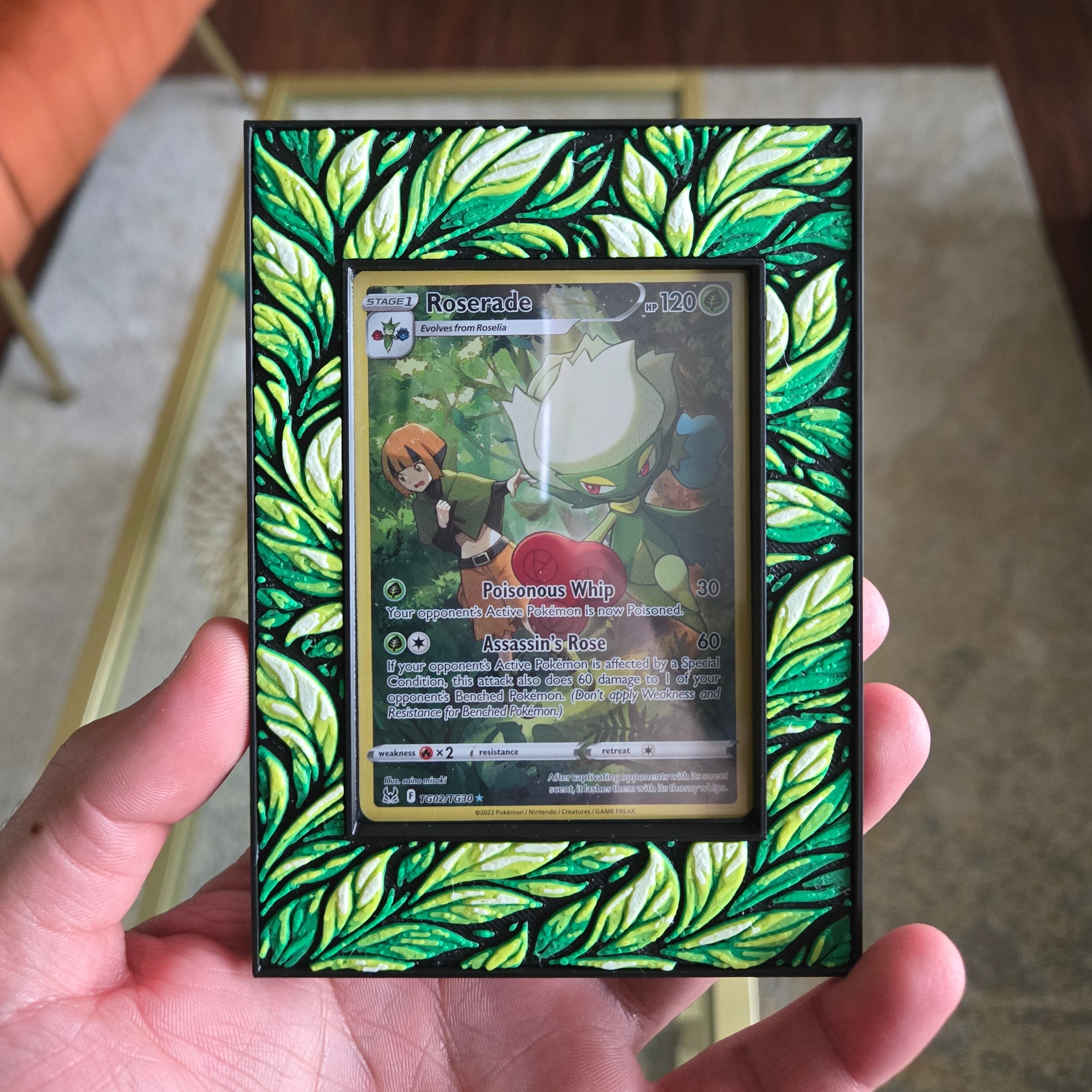 Premium Leaf-Themed TCG Card Case – Magnetic Closure, 3D Textured Trading Card Protector, Nature Collector Display Case