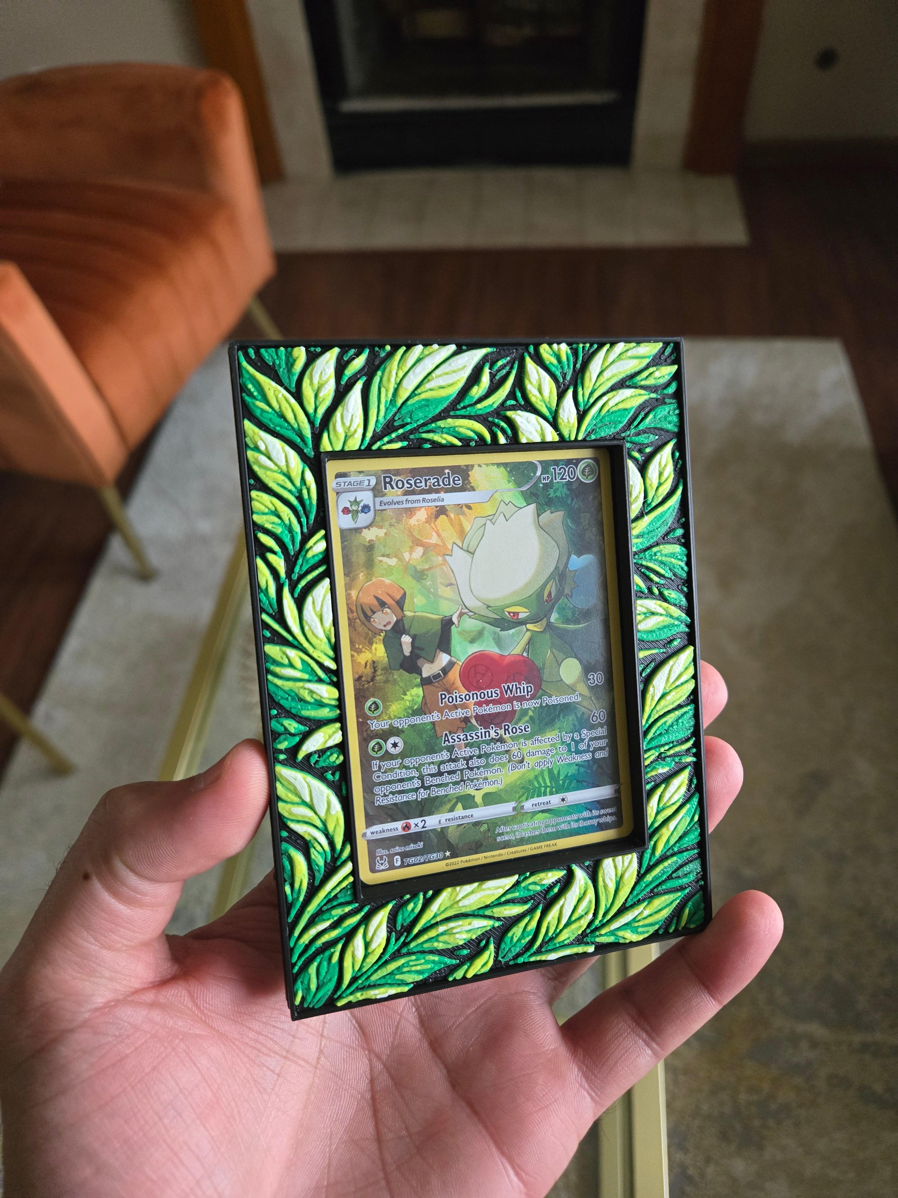 Premium Leaf-Themed TCG Card Case – Magnetic Closure, 3D Textured Trading Card Protector, Nature Collector Display Case