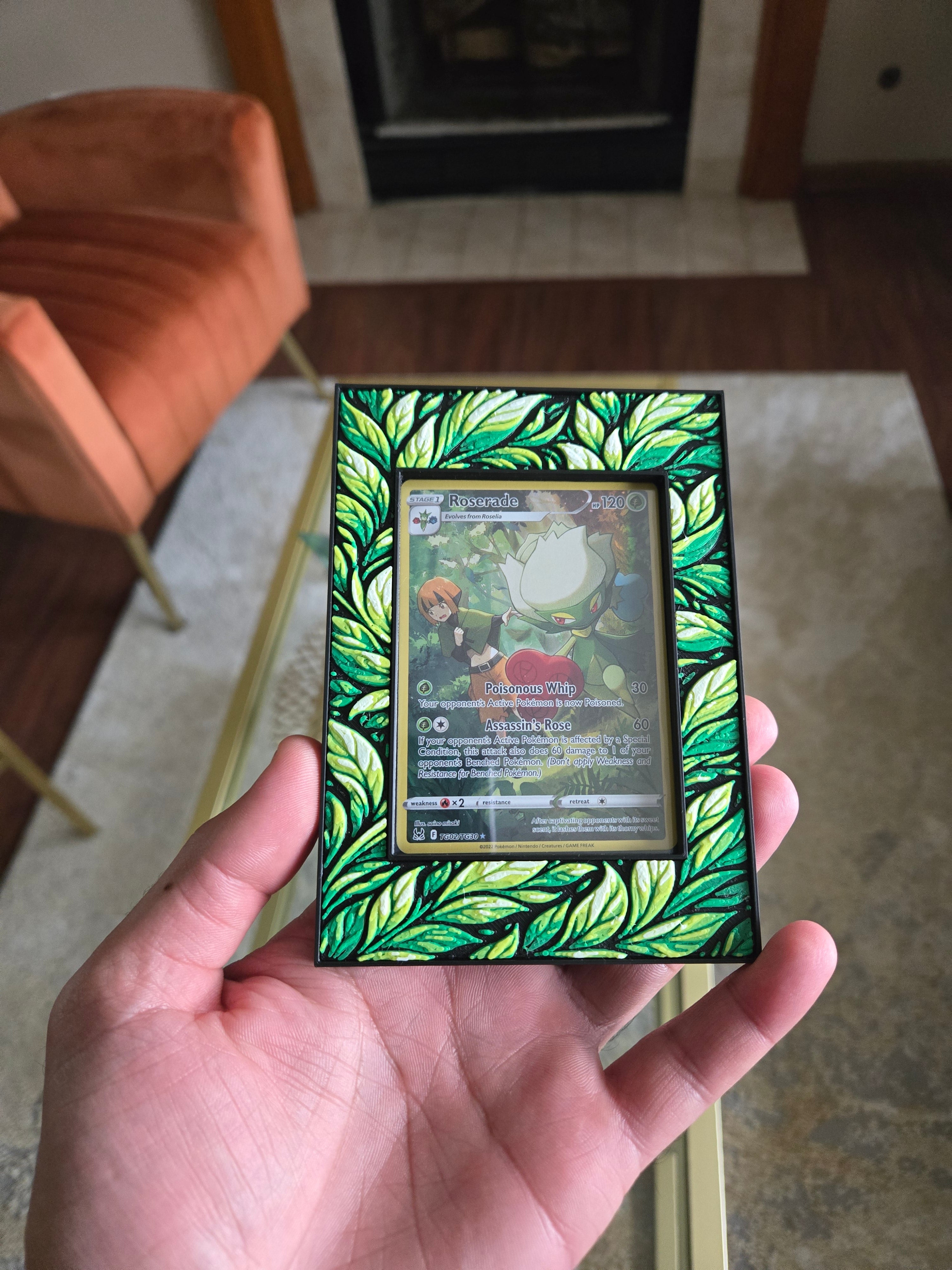 Premium Leaf-Themed TCG Card Case – Magnetic Closure, 3D Textured Trading Card Protector, Nature Collector Display Case