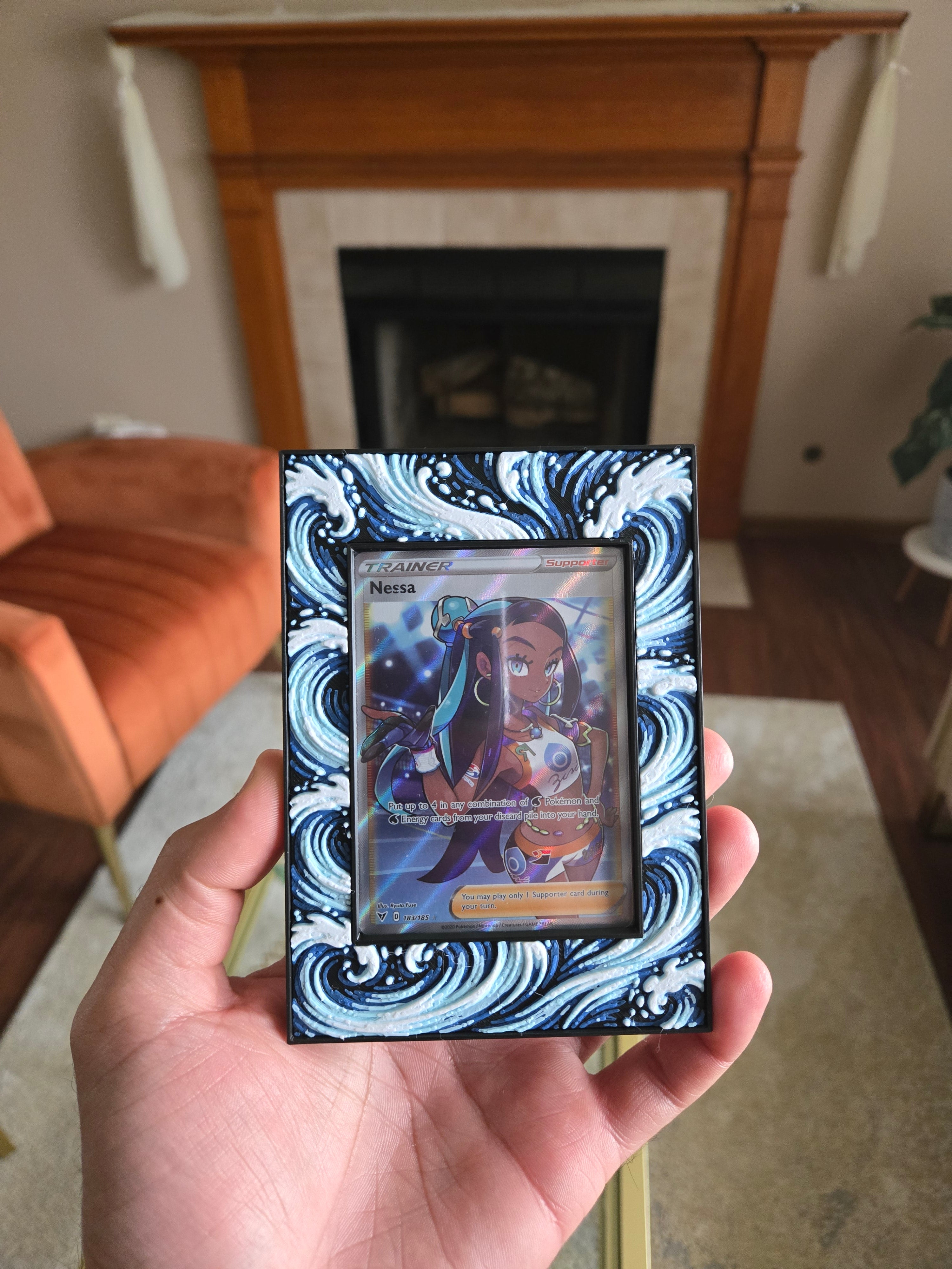 Premium Water-Themed TCG Card Case – Magnetic Closure, 3D Textured Trading Card Protector, Ocean Wave Collector Display