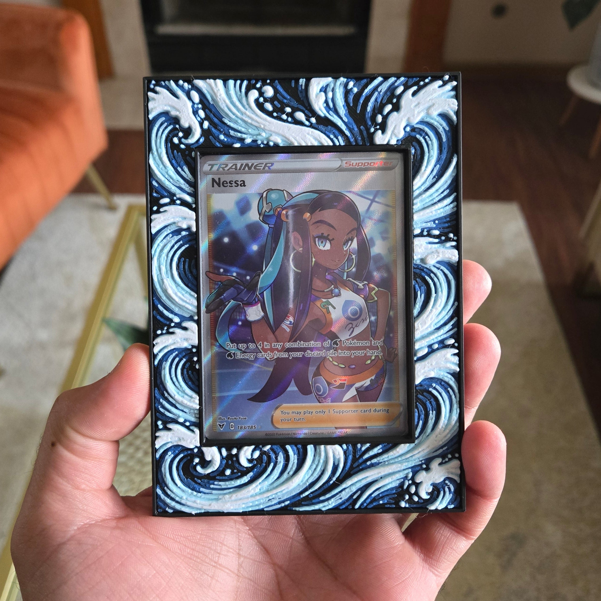 Premium Water-Themed TCG Card Case – Magnetic Closure, 3D Textured Trading Card Protector, Ocean Wave Collector Display