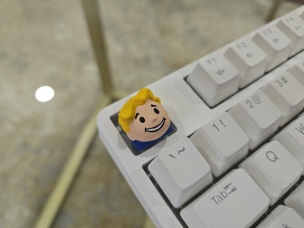 Video Game Vault Boy Keycap - Hand Painted, Cute Keycap Designs, Cherry MX