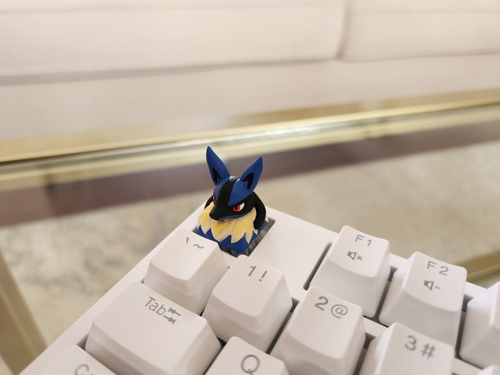 Anime Lucario Keycap - Hand Painted Cute Keycap Designs, Cherry MX