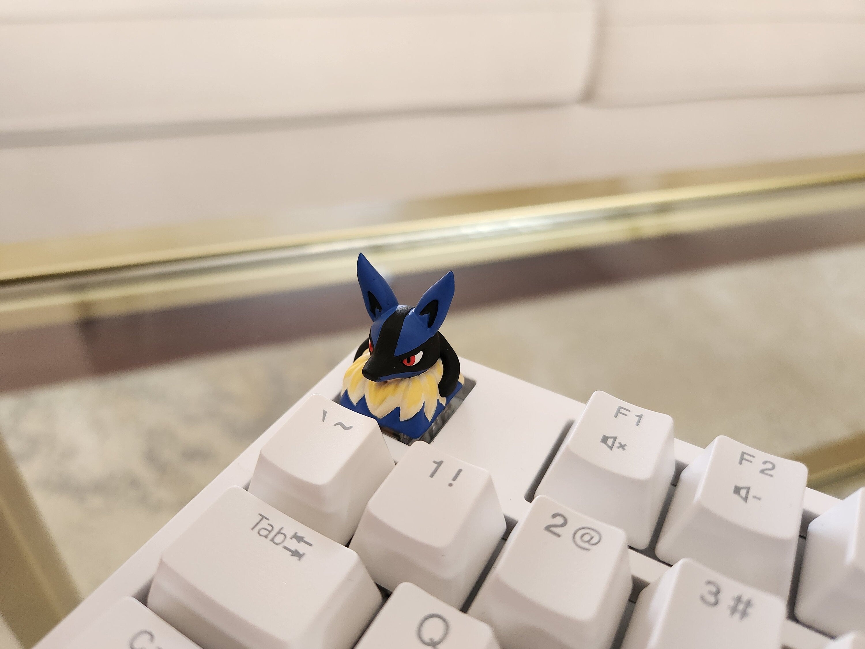 Anime Lucario Keycap - Hand Painted Cute Keycap Designs, Cherry MX