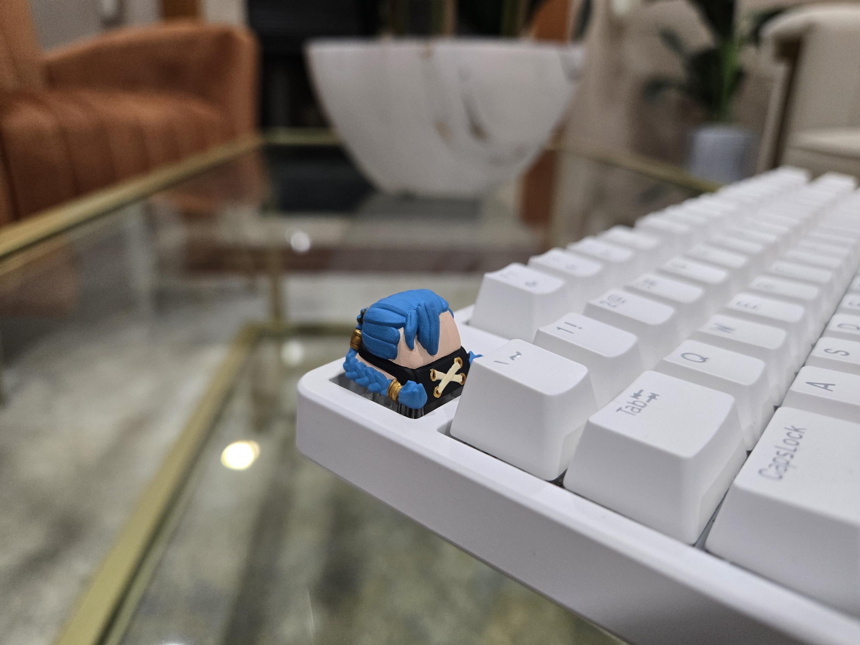Arcane Jinx Keycap - Hand Painted Cute Keycap Designs, Cherry MX, League of Legends