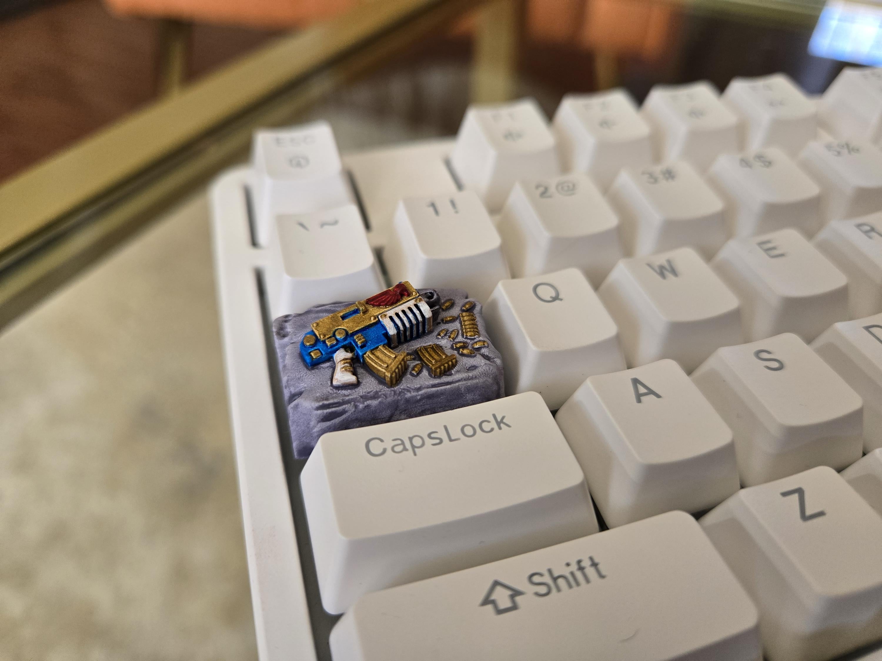 Marine Rivetgun Bolter Keycap - Hand Painted Cute Keycap Designs, Cherry MX Tab Key