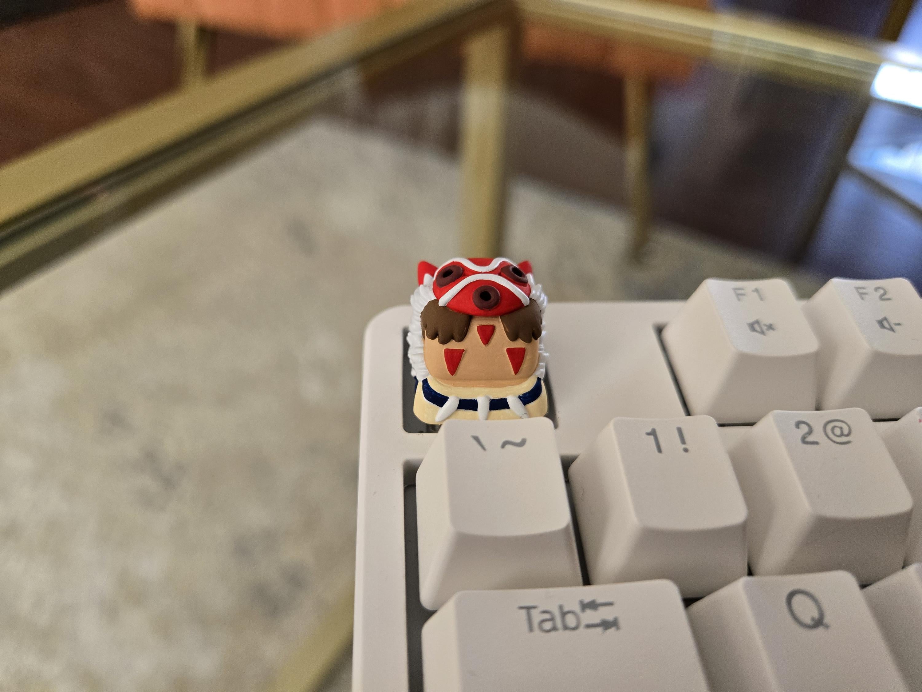 Princess Mononoke Fanart Keycap - Hand Painted Cute Keycap Designs, Cherry MX