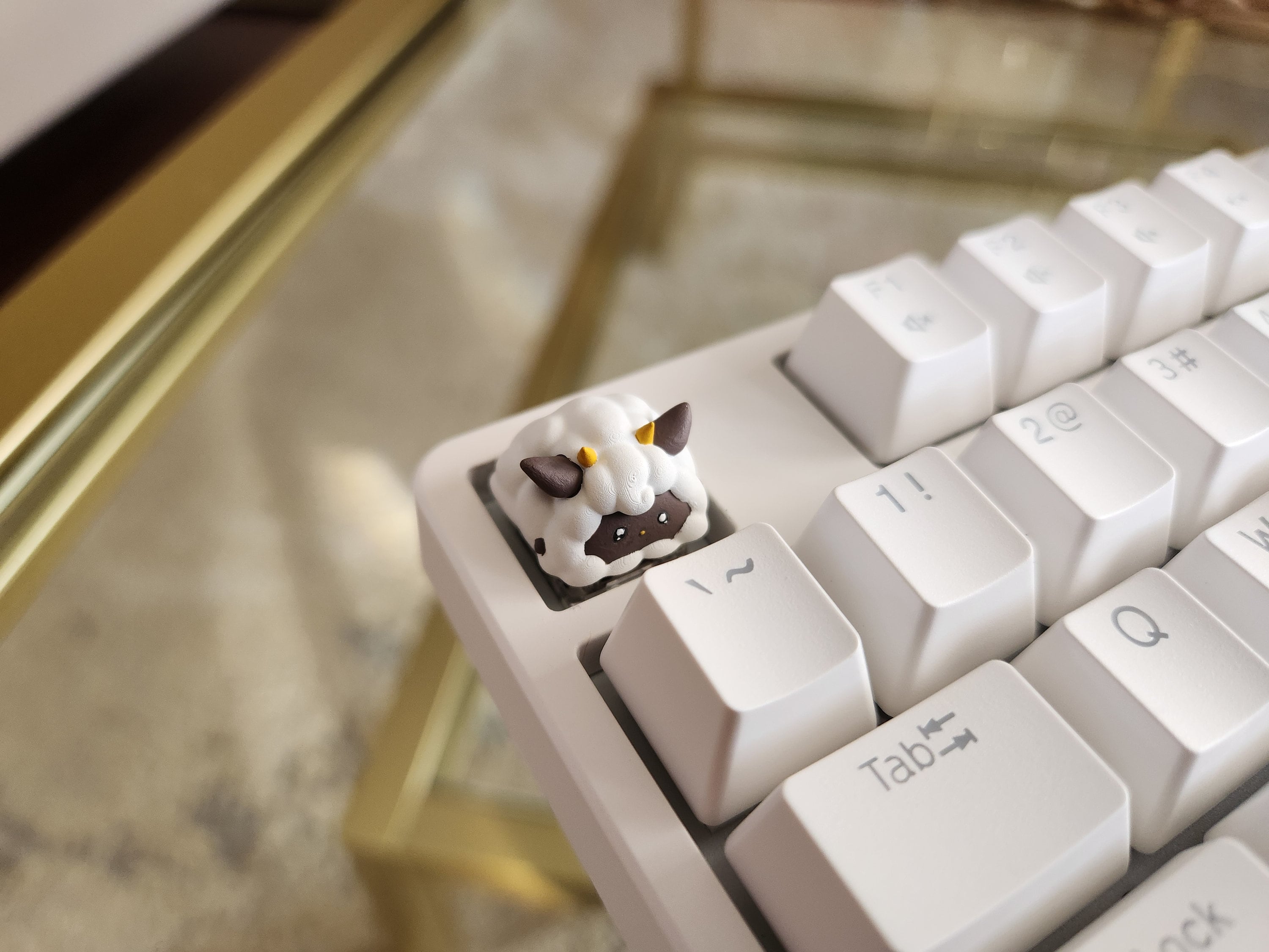 Palworld Lamball Video Game Keycap - Hand Painted, Cute Keycap Designs, Cherry MX