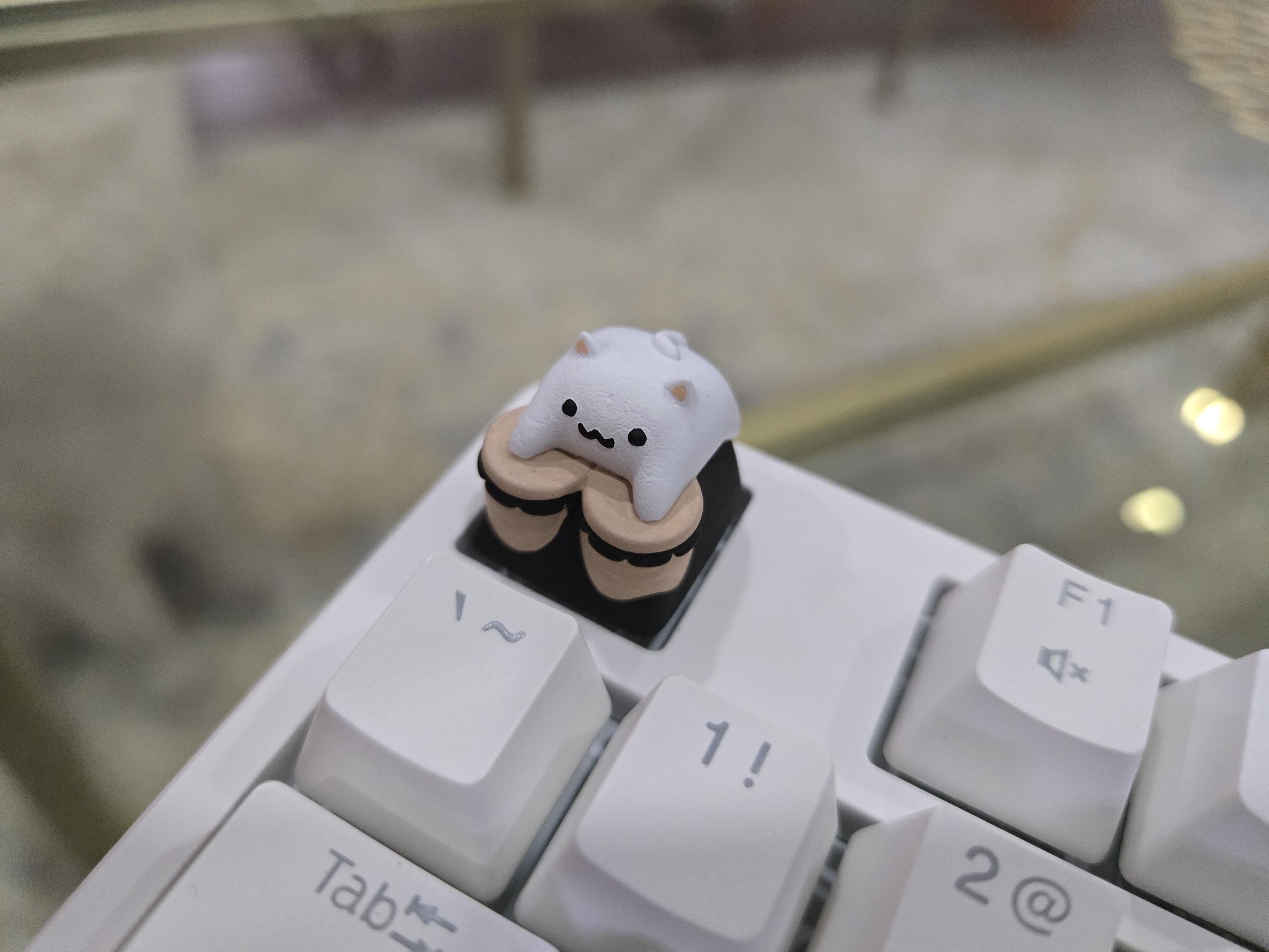 Bongo Cat Keycap - Hand Painted, Cute Keycap Designs, Cherry MX