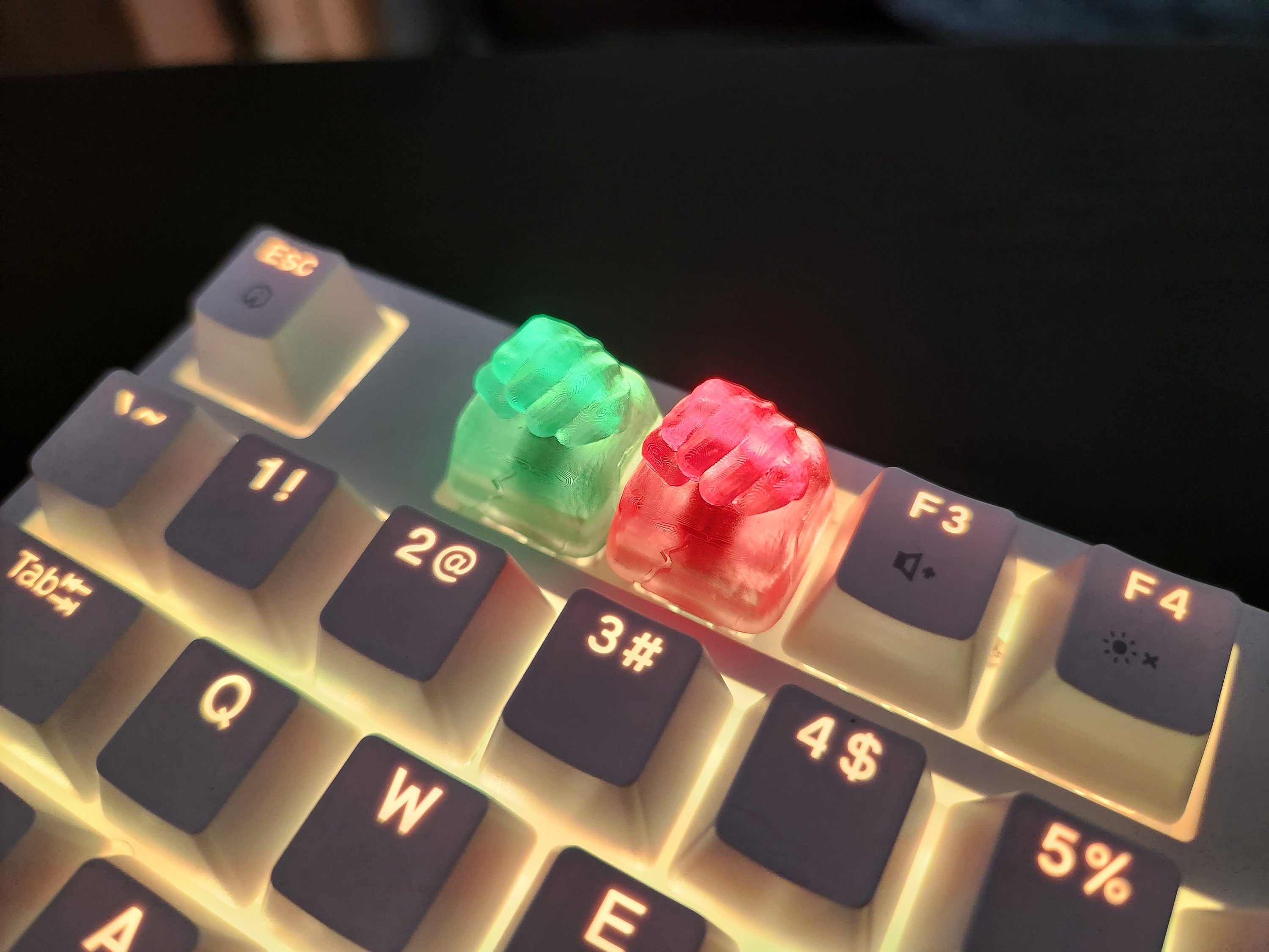 Smash Fist Keycap - Clear Transparent Cute Keycap Designs, Cherry MX, Multiple Colors