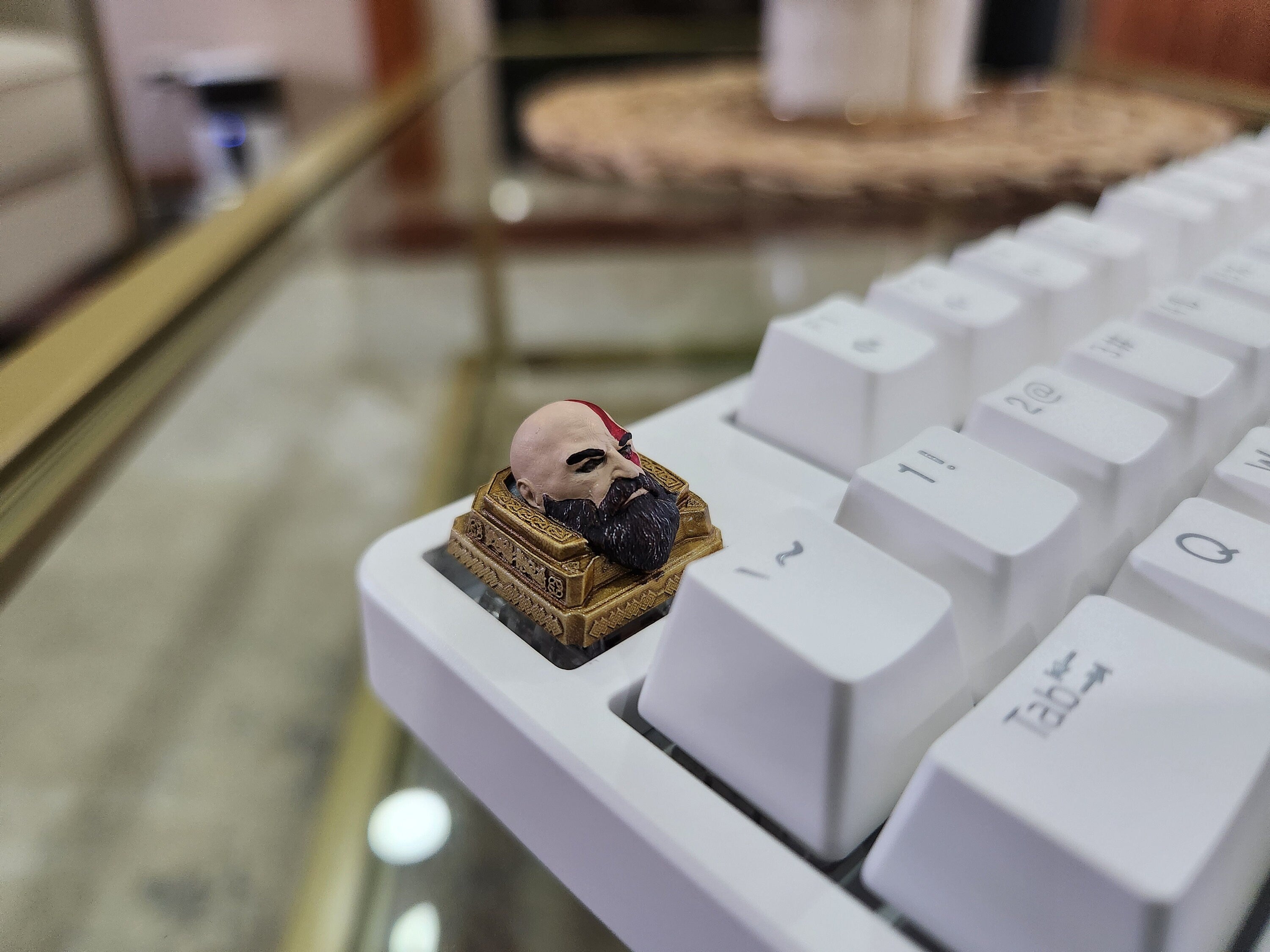 Video Game Kratos Keycap - Hand Painted Cute Keycap Designs, Cherry MX, Artisian Keycap