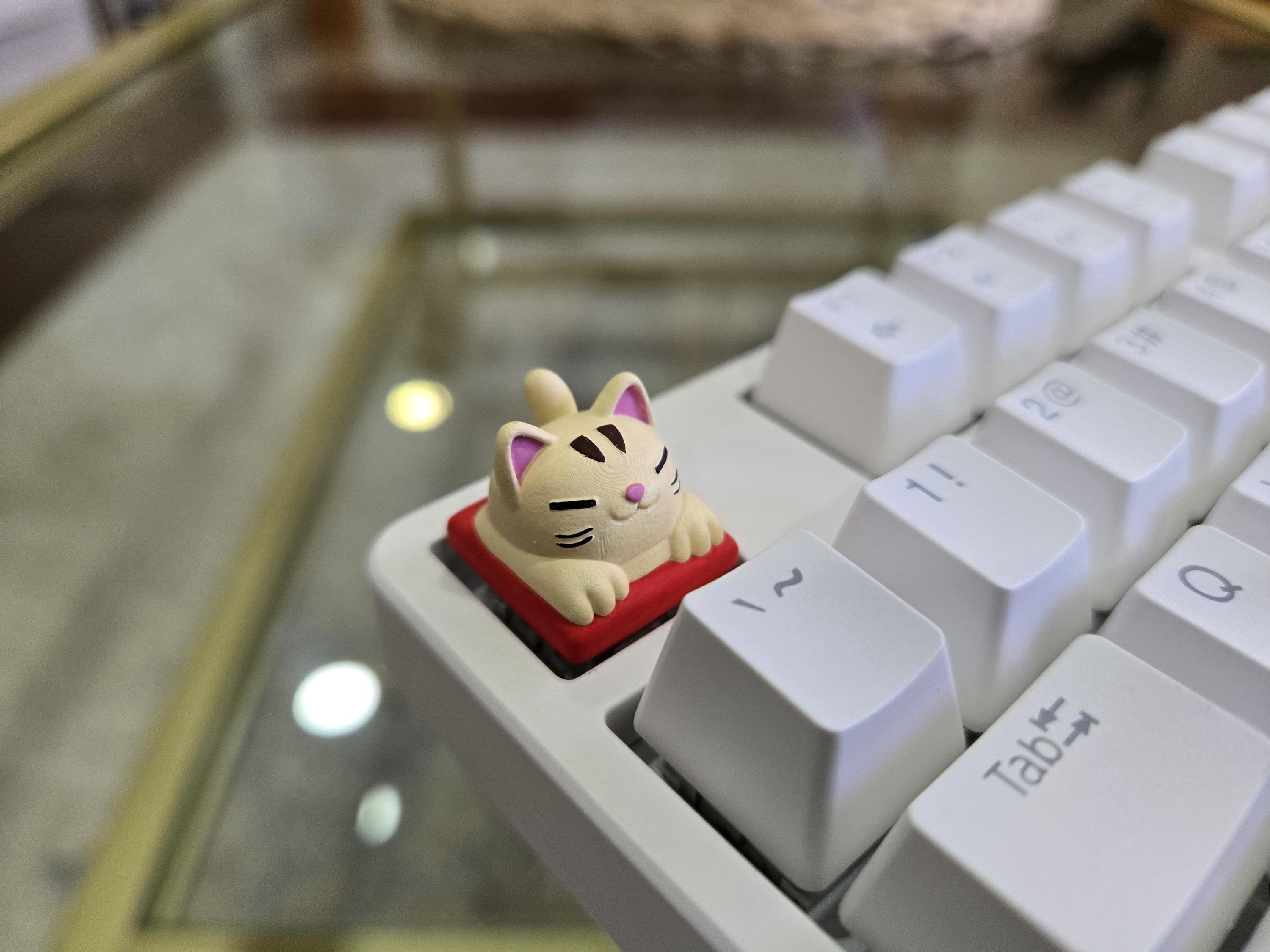 Cute Cat Keycap - Hand Painted Cute Keycap Designs, Cherry MX