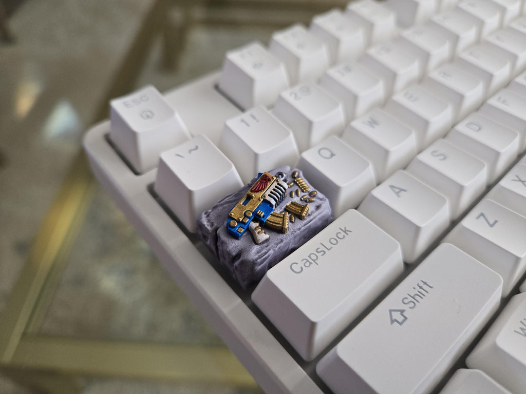 Marine Rivetgun Bolter Keycap - Hand Painted Cute Keycap Designs, Cherry MX Tab Key