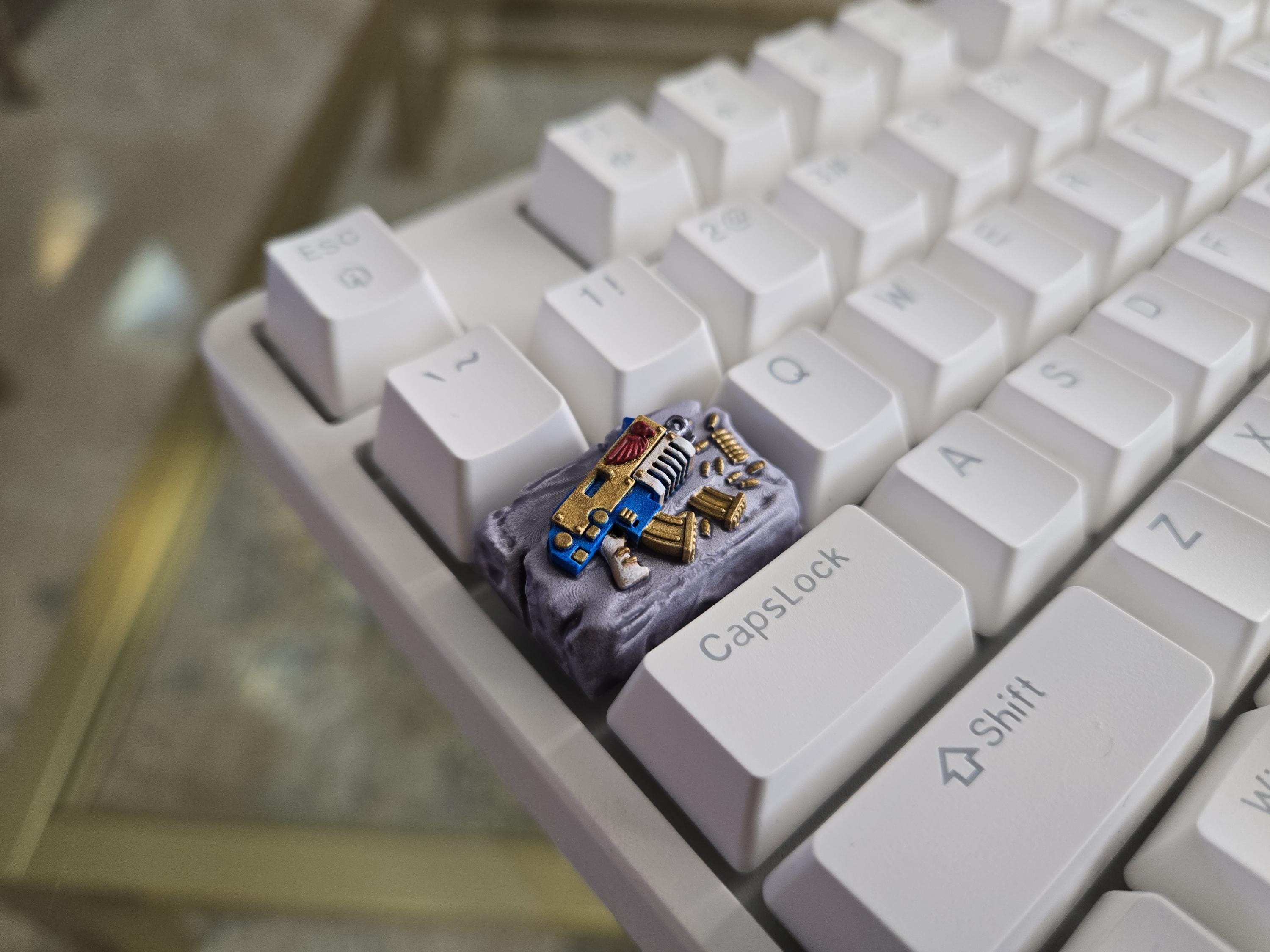 Marine Rivetgun Bolter Keycap - Hand Painted Cute Keycap Designs, Cherry MX Tab Key