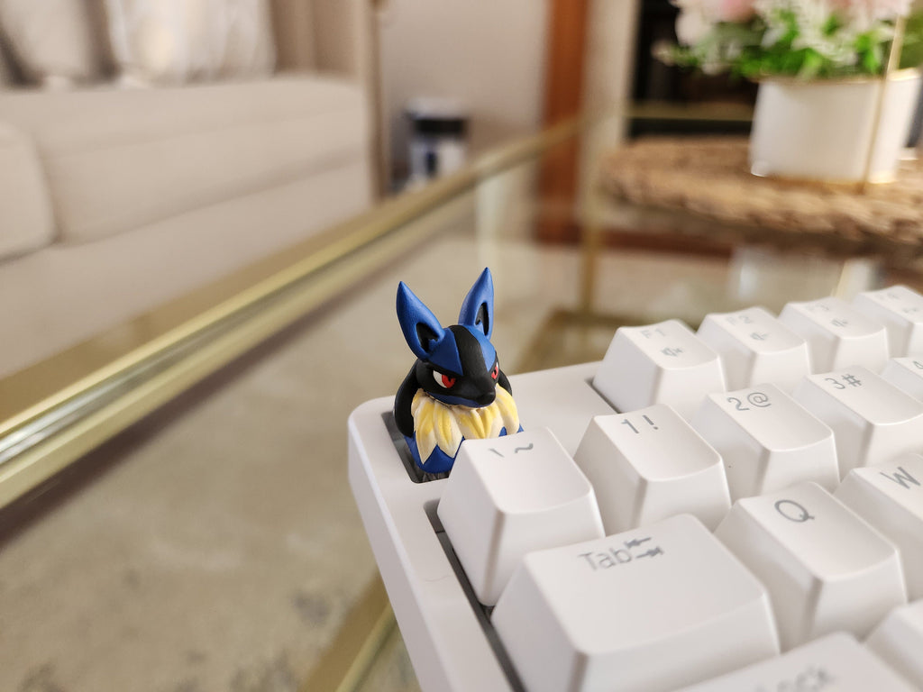 Anime Lucario Keycap - Hand Painted Cute Keycap Designs, Cherry MX