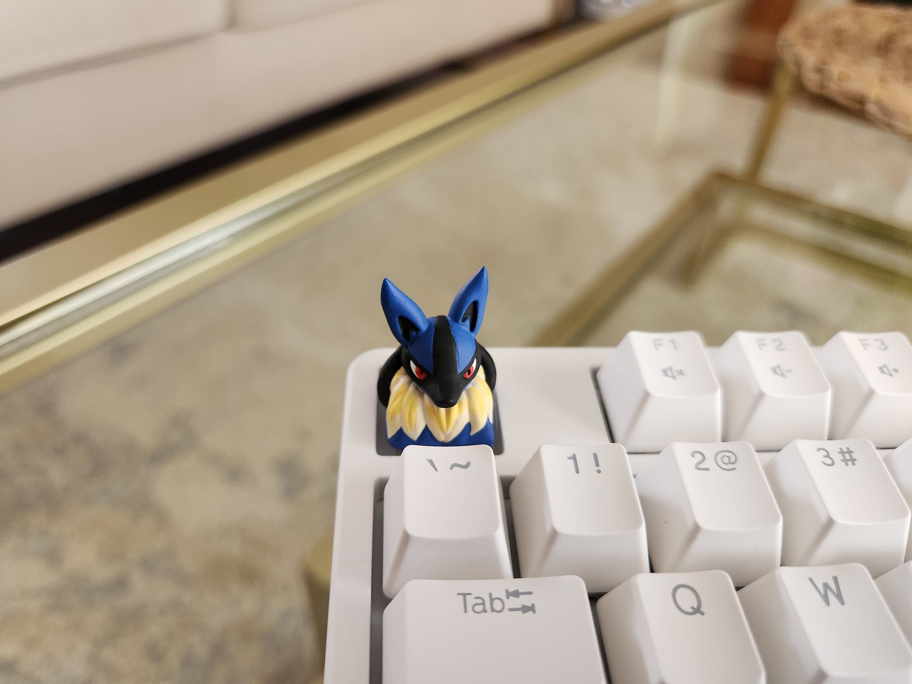 Anime Lucario Keycap - Hand Painted Cute Keycap Designs, Cherry MX