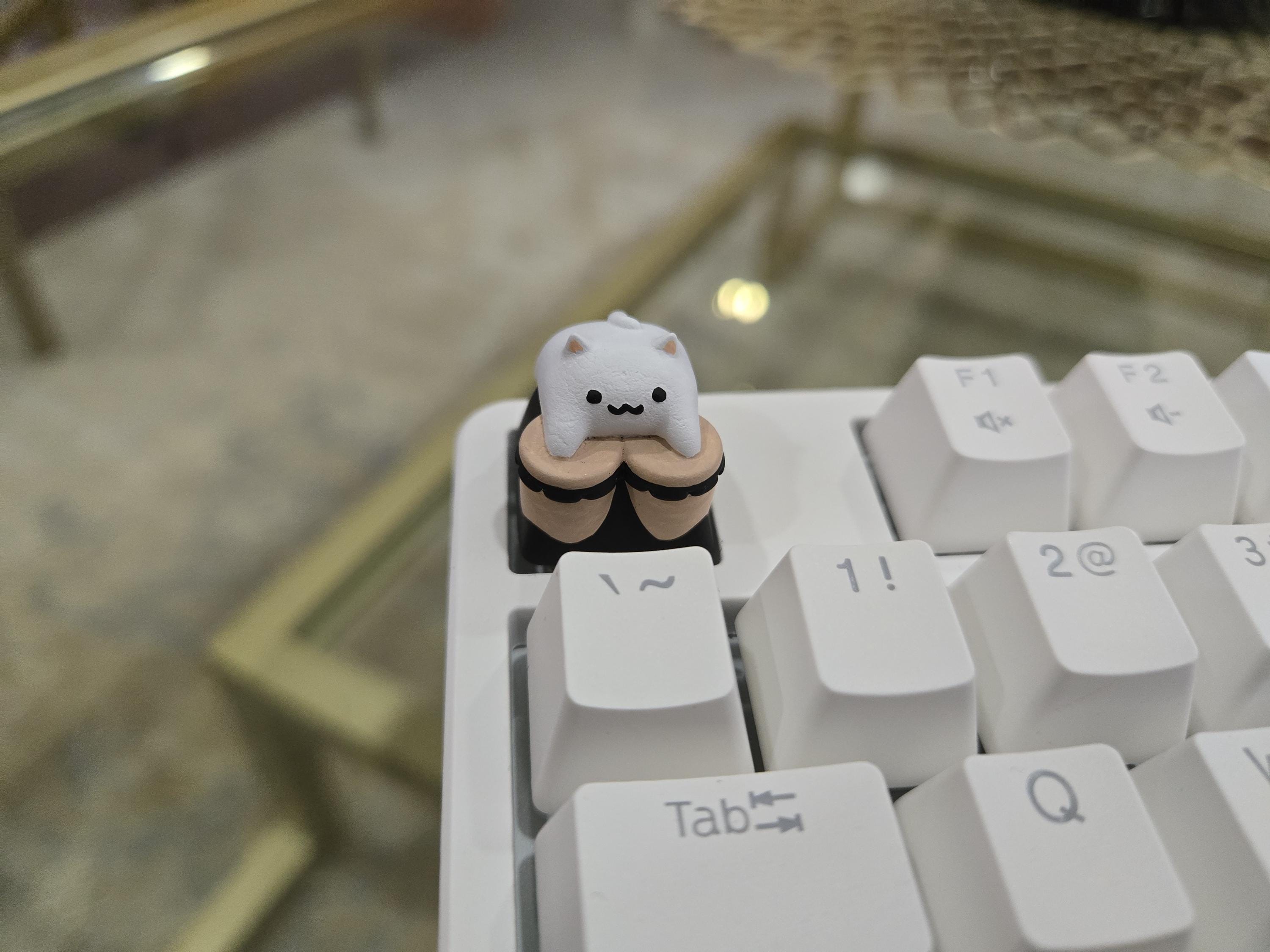 Bongo Cat Keycap - Hand Painted, Cute Keycap Designs, Cherry MX