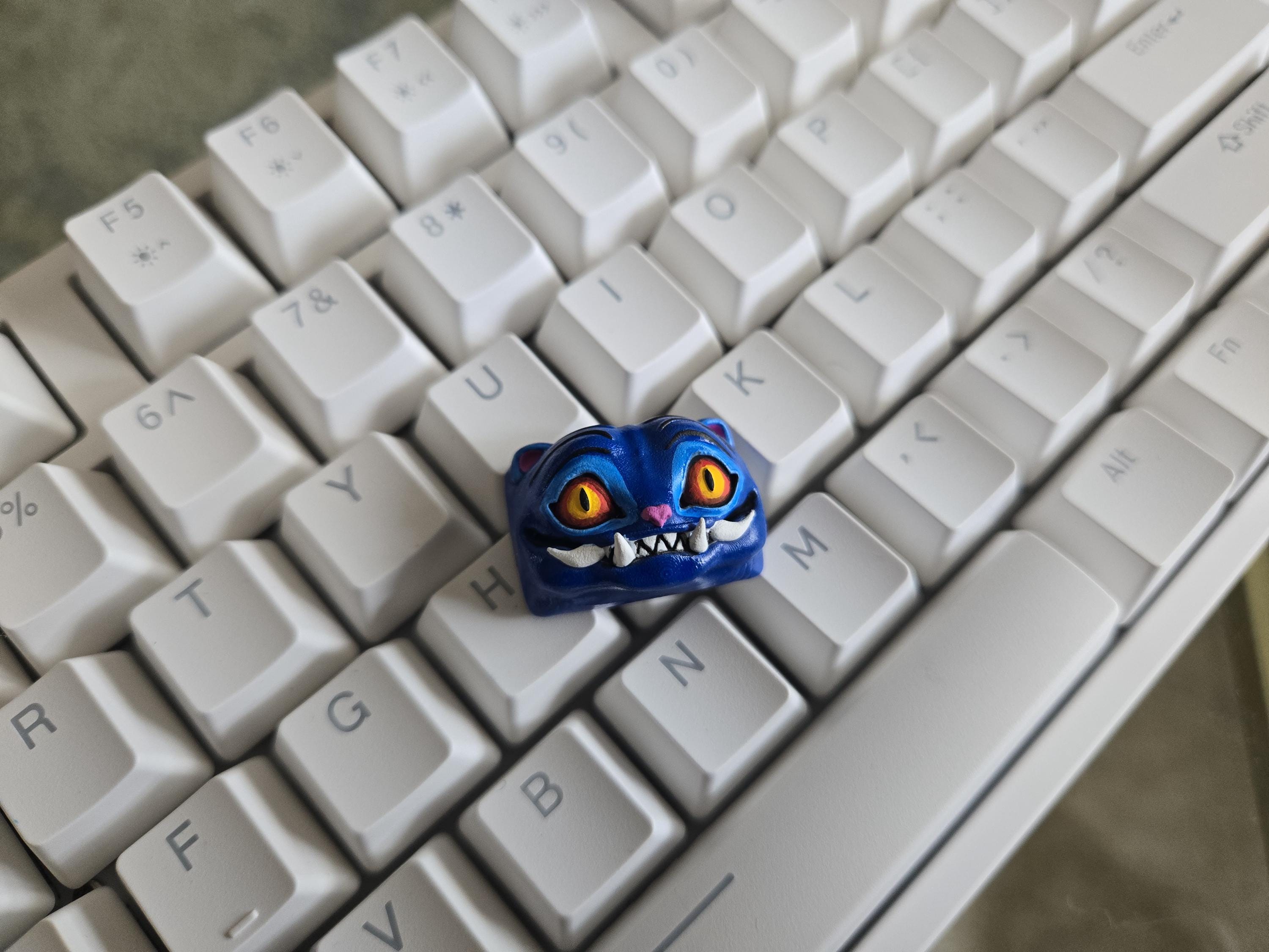 Demon Hunter Cat Keycap - Hand Painted Cute Keycap Designs, Cherry MX 1.5u Tab Key