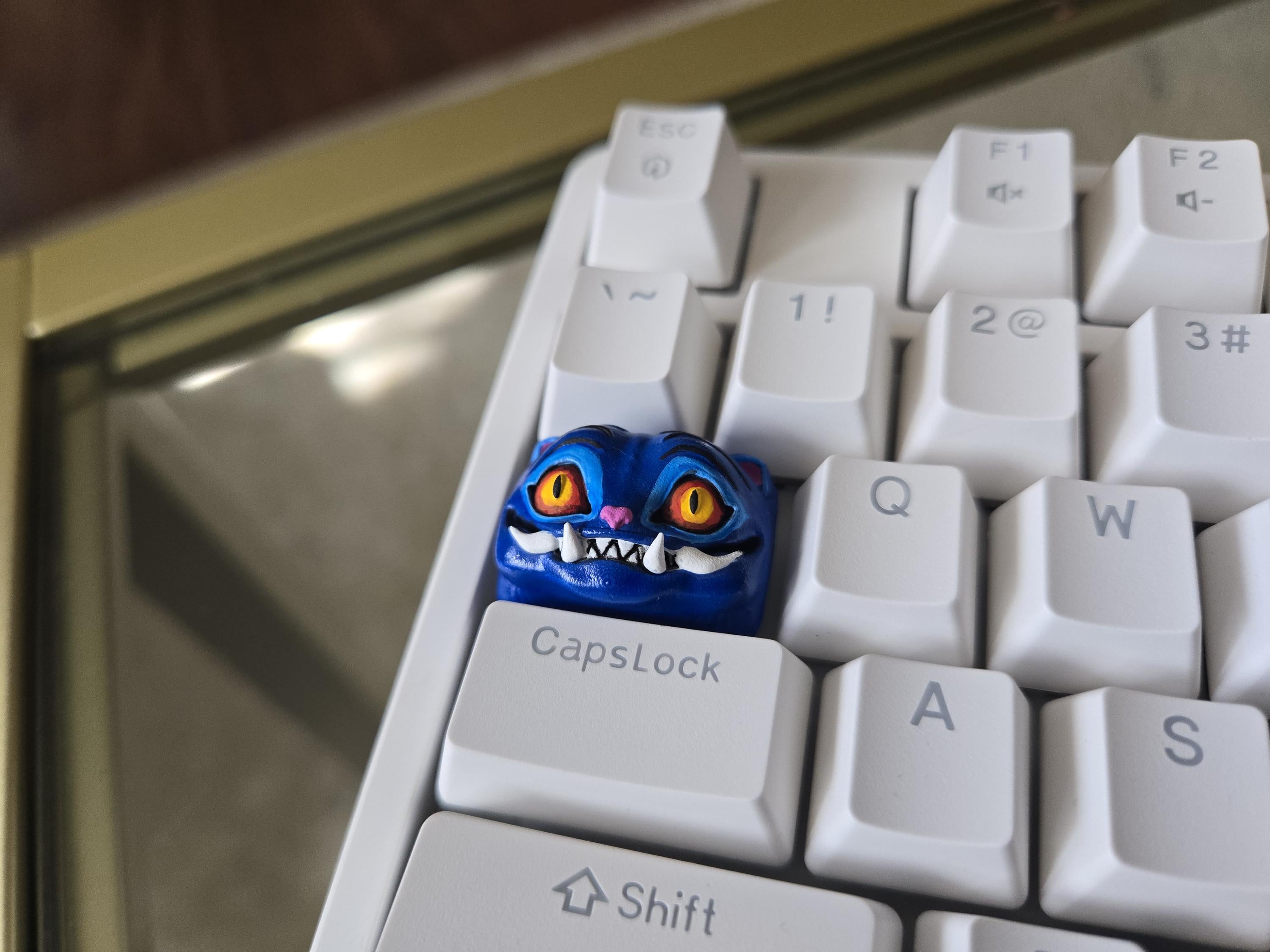 Demon Hunter Cat Keycap - Hand Painted Cute Keycap Designs, Cherry MX 1.5u Tab Key