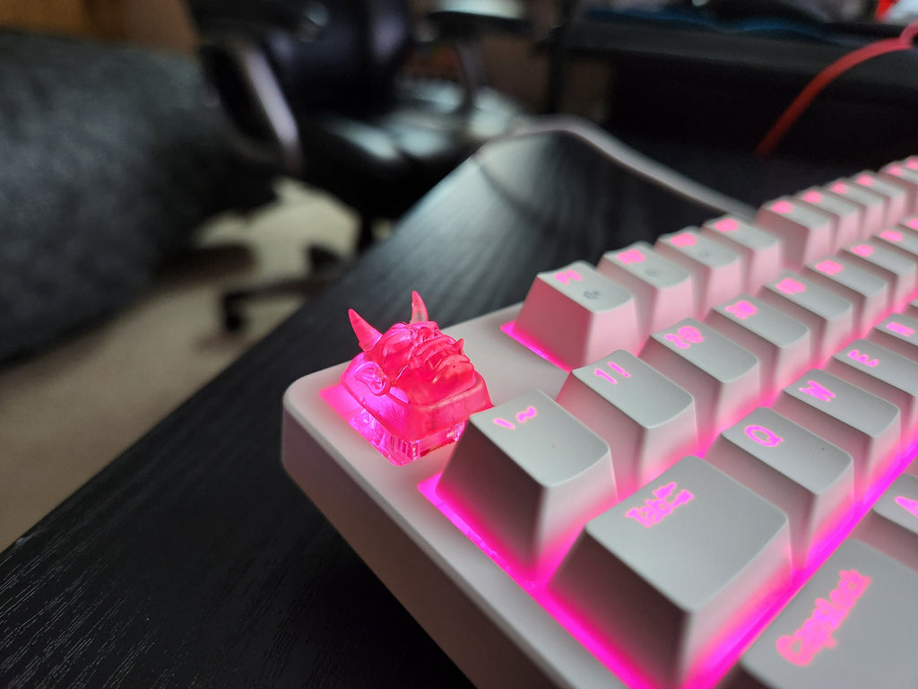 Japanese Oni Mask Keycap - Clear Transparent Cute Keycap Designs, Cherry MX, Multiple Colors