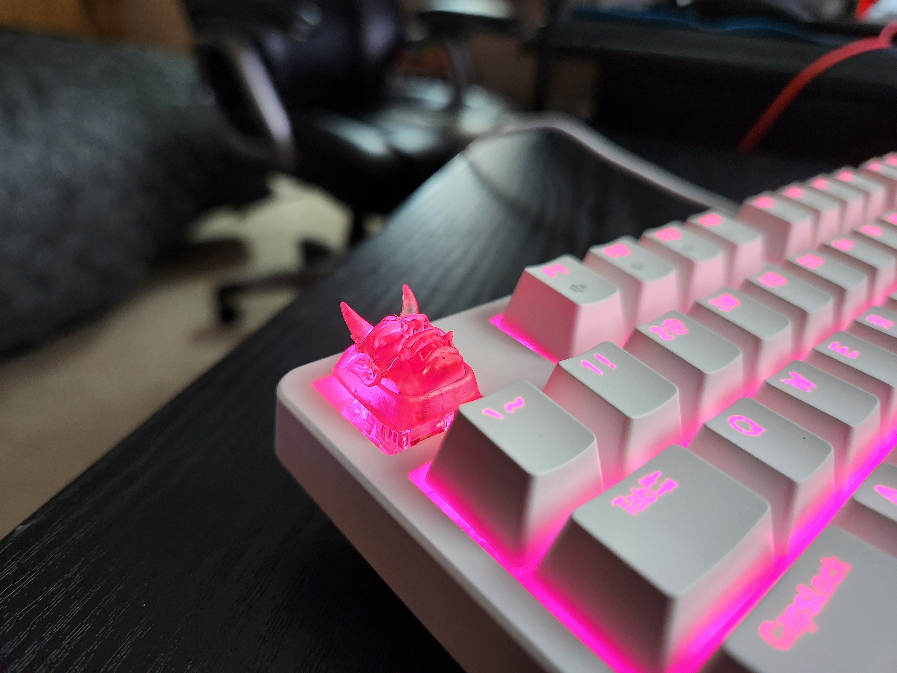 Japanese Oni Mask Keycap - Clear Transparent Cute Keycap Designs, Cherry MX, Multiple Colors