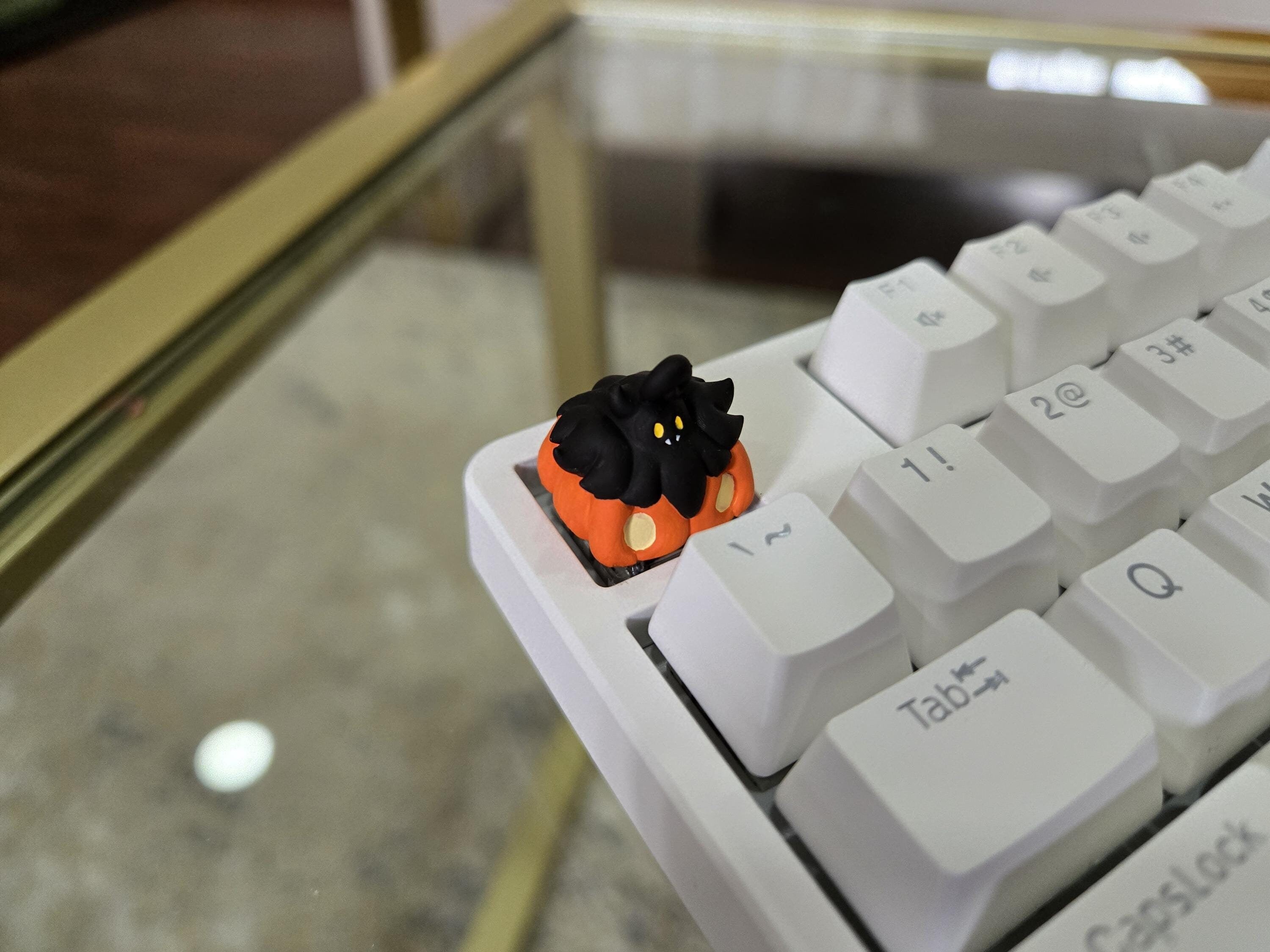 Anime Pumpkaboo Keycap - Halloween Hand Painted Cute Keycap Designs, Cherry MX