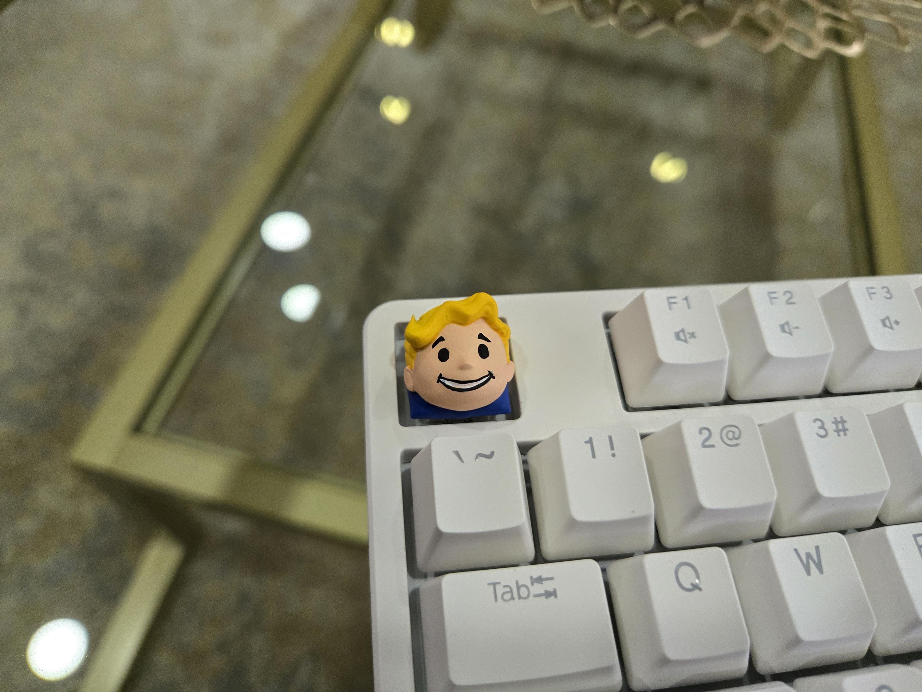 Video Game Vault Boy Keycap - Hand Painted, Cute Keycap Designs, Cherry MX