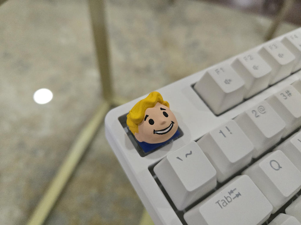 Video Game Vault Boy Keycap - Hand Painted, Cute Keycap Designs, Cherry MX