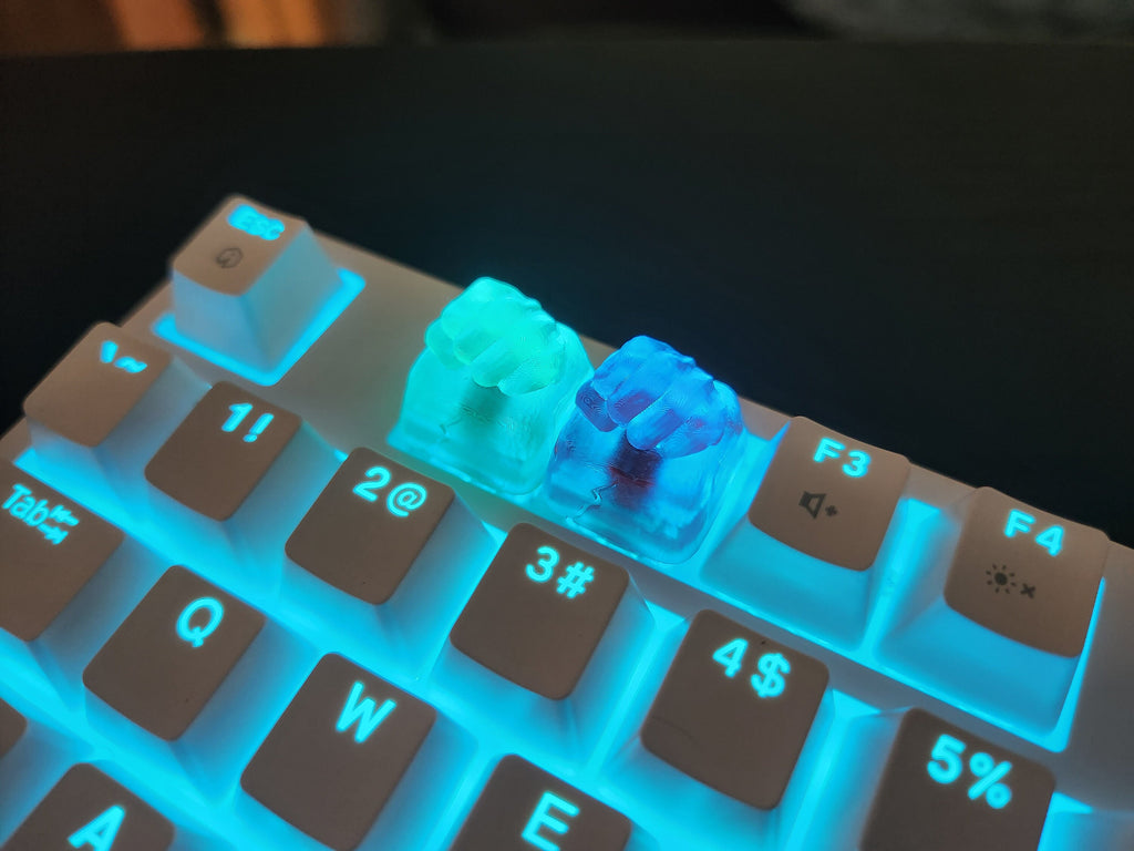 Smash Fist Keycap - Clear Transparent Cute Keycap Designs, Cherry MX, Multiple Colors