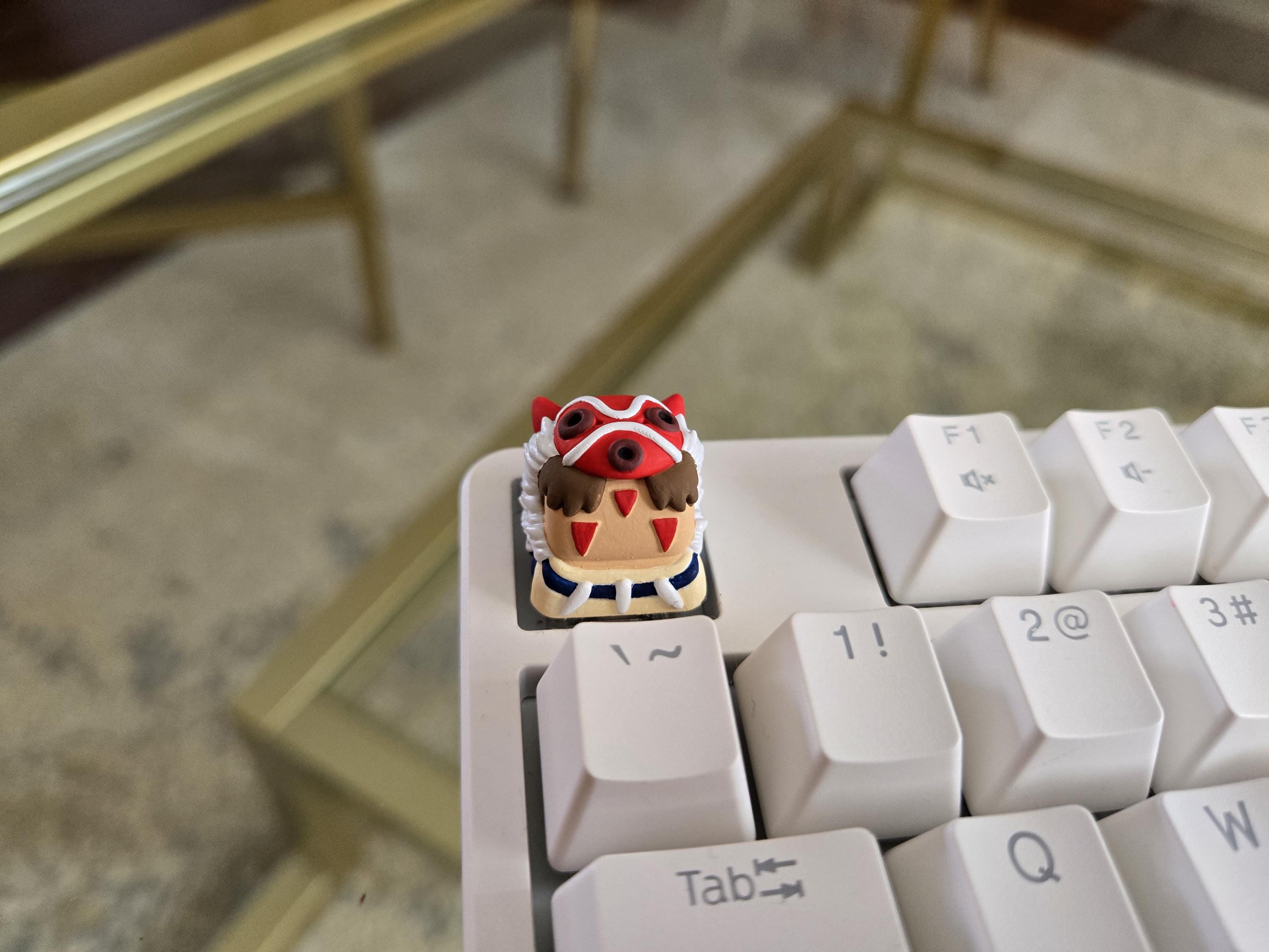 Princess Mononoke Fanart Keycap - Hand Painted Cute Keycap Designs, Cherry MX