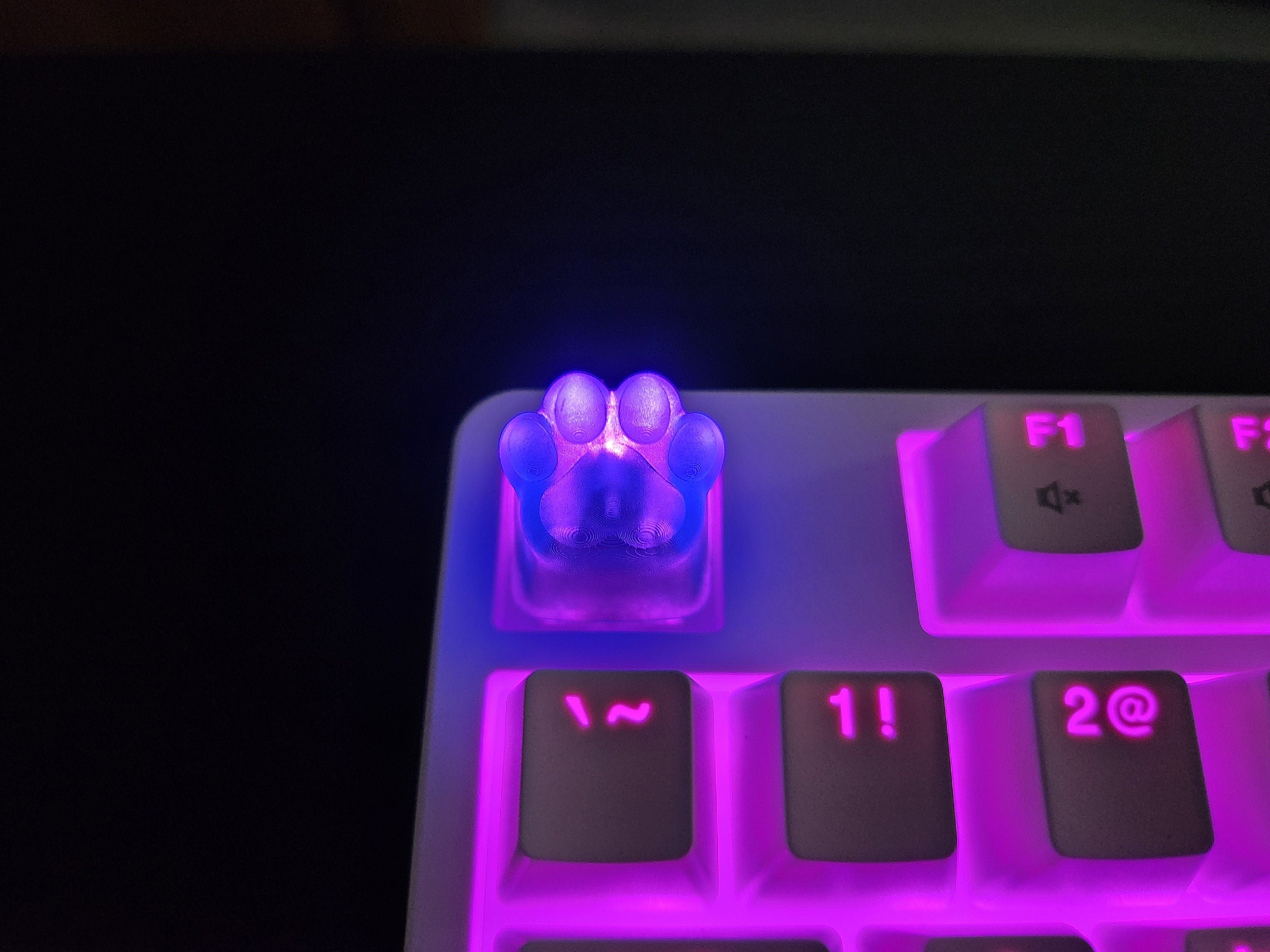 Kitten Cat Paw Keycap - Clear Transparent Cute Keycap Designs, Cherry MX, Multiple Colors