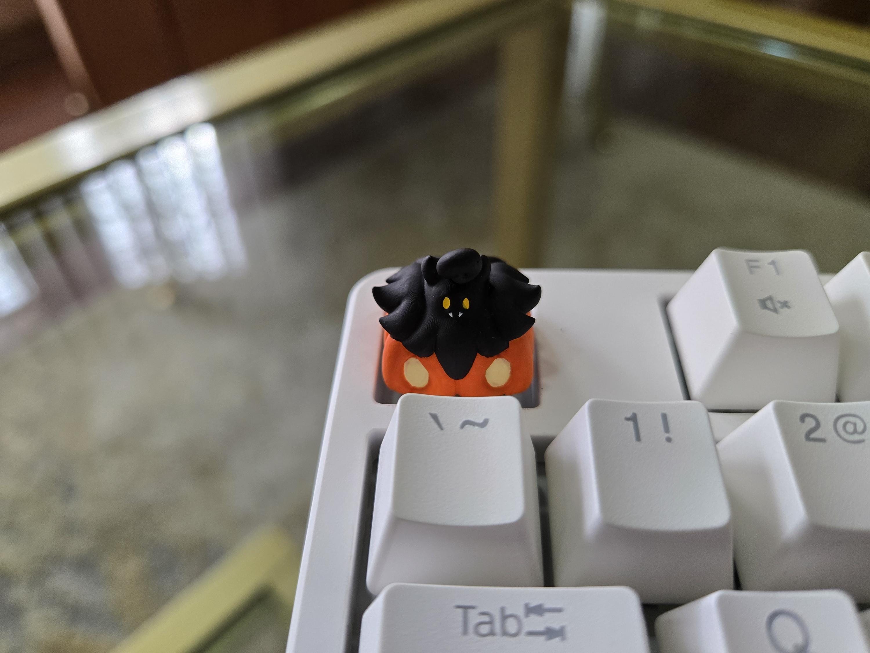 Anime Pumpkaboo Keycap - Halloween Hand Painted Cute Keycap Designs, Cherry MX