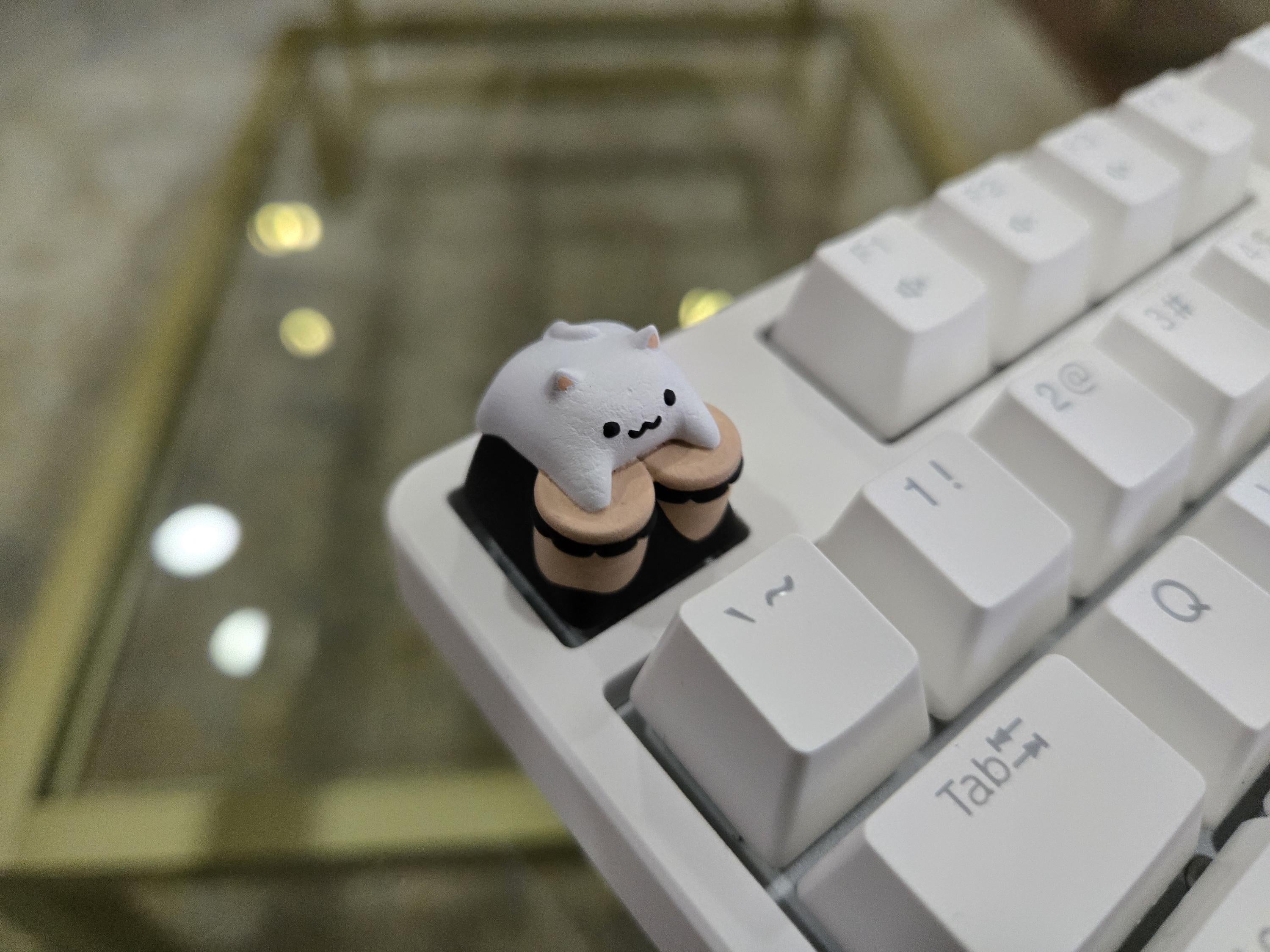 Bongo Cat Keycap - Hand Painted, Cute Keycap Designs, Cherry MX