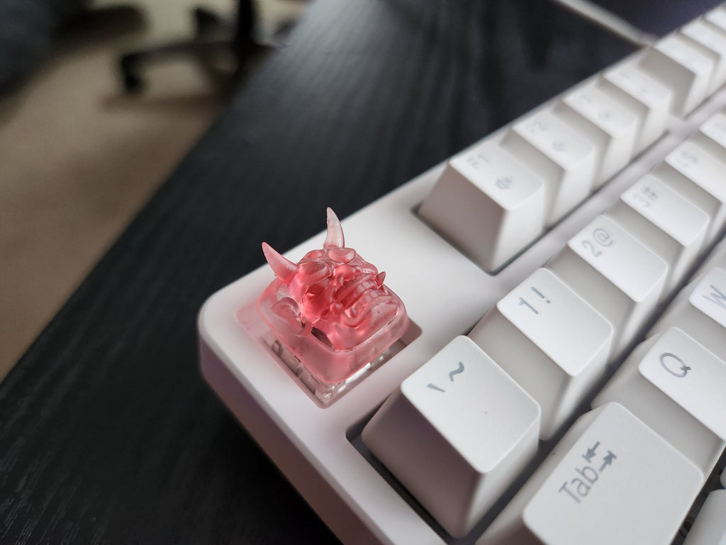 Japanese Oni Mask Keycap - Clear Transparent Cute Keycap Designs, Cherry MX, Multiple Colors