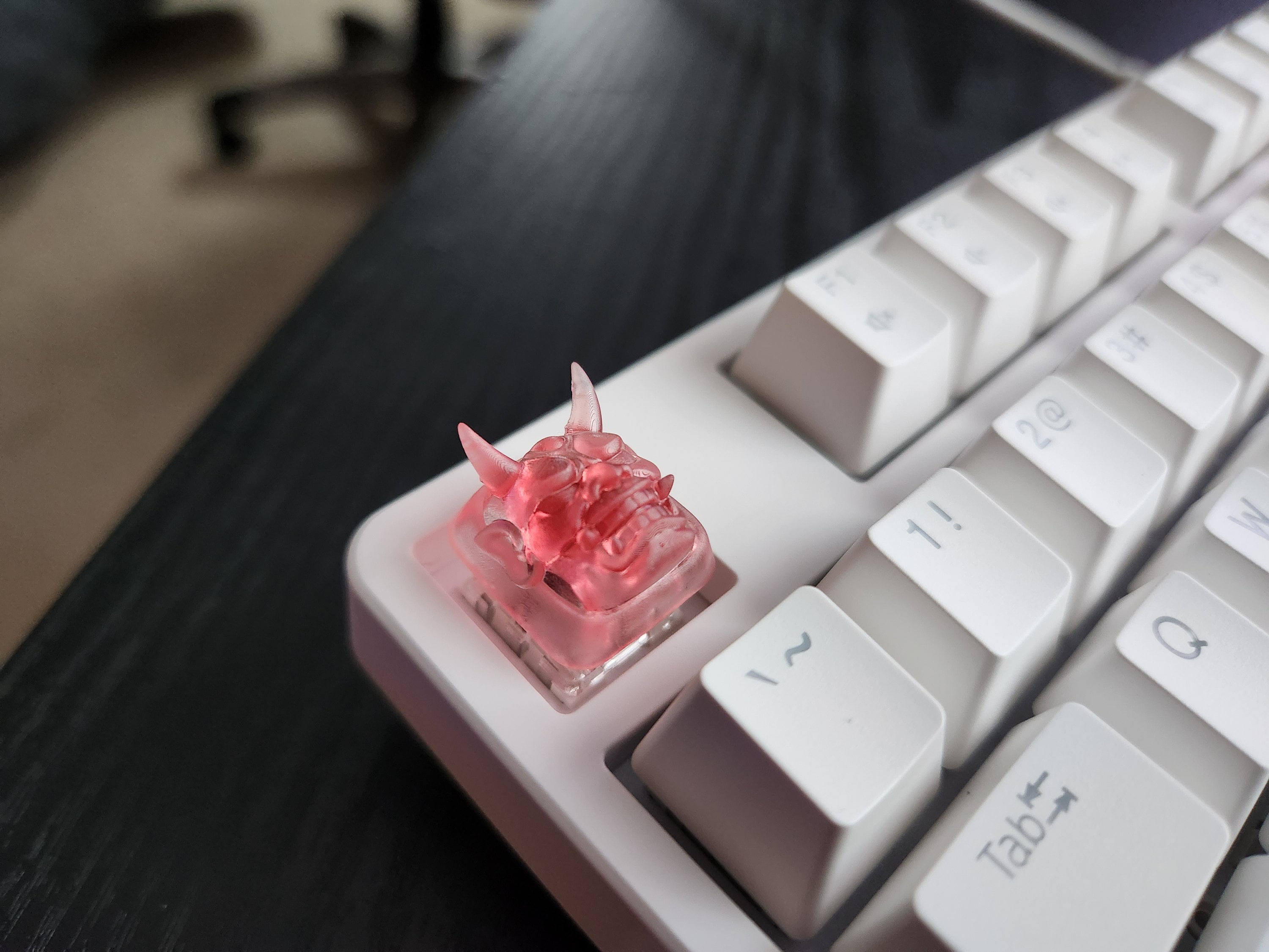 Japanese Oni Mask Keycap - Clear Transparent Cute Keycap Designs, Cherry MX, Multiple Colors