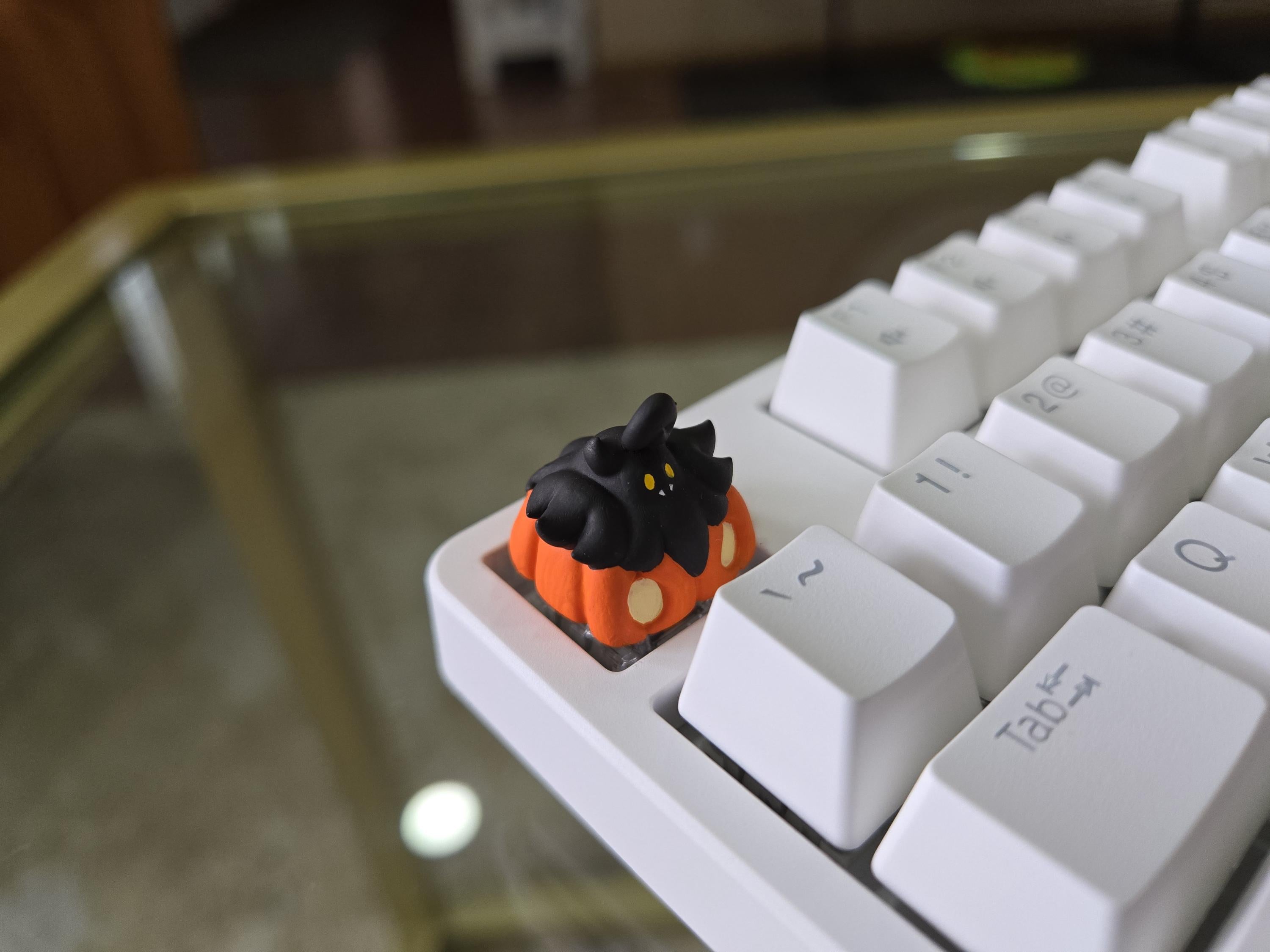 Anime Pumpkaboo Keycap - Halloween Hand Painted Cute Keycap Designs, Cherry MX