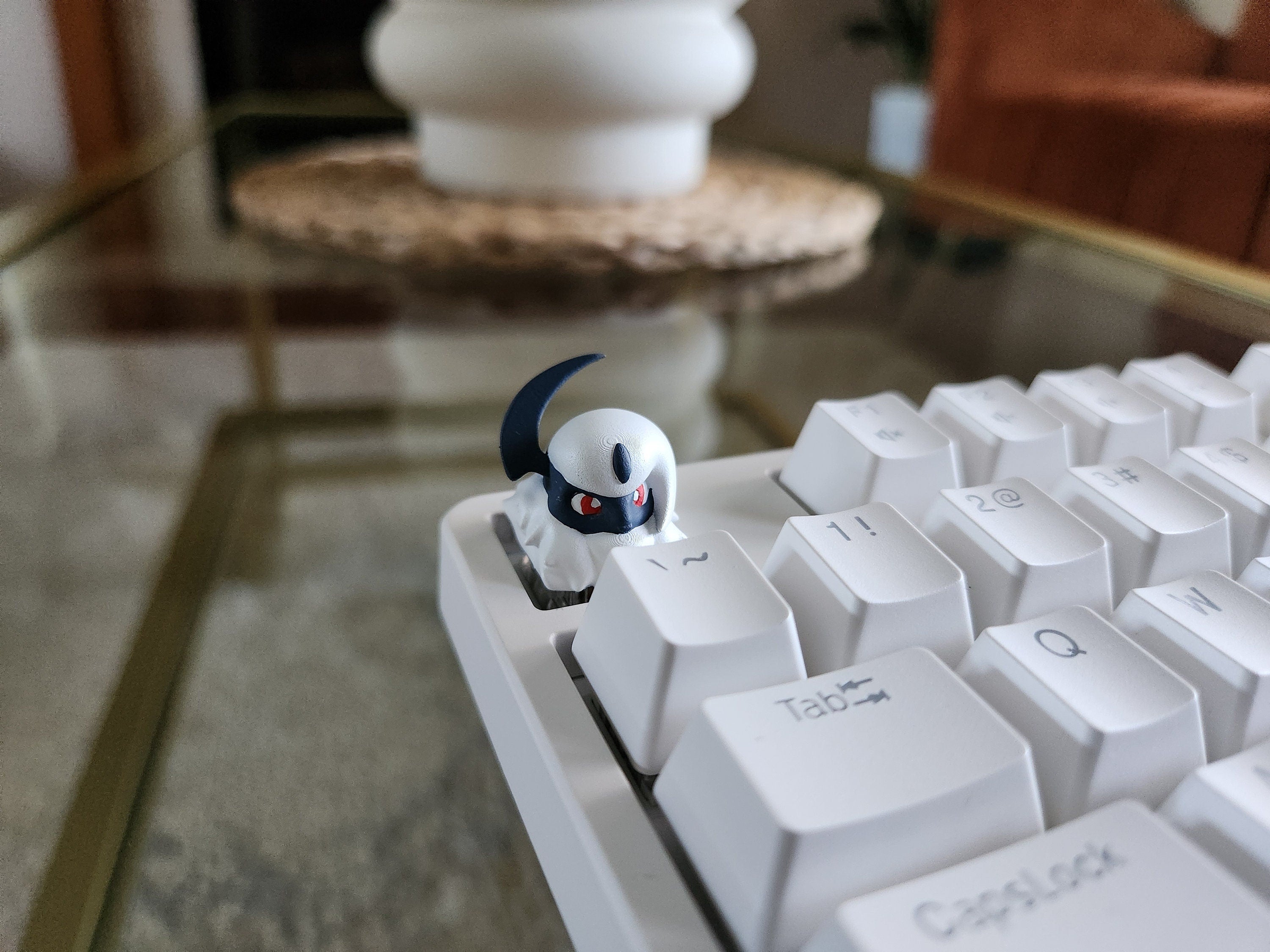 Anime Absol Keycap - Hand Painted Cute Keycap Designs, Cherry MX