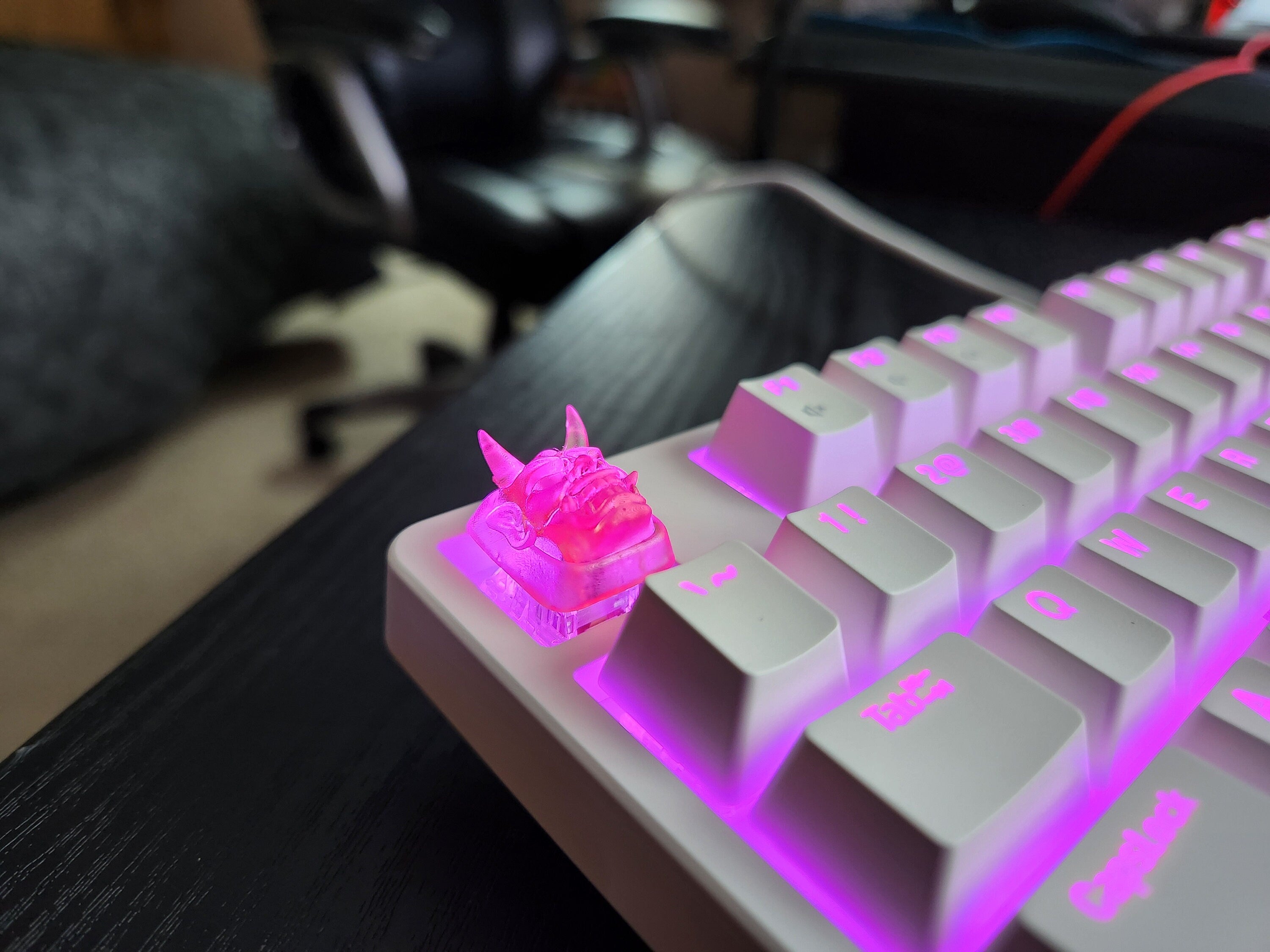 Japanese Oni Mask Keycap - Clear Transparent Cute Keycap Designs, Cherry MX, Multiple Colors